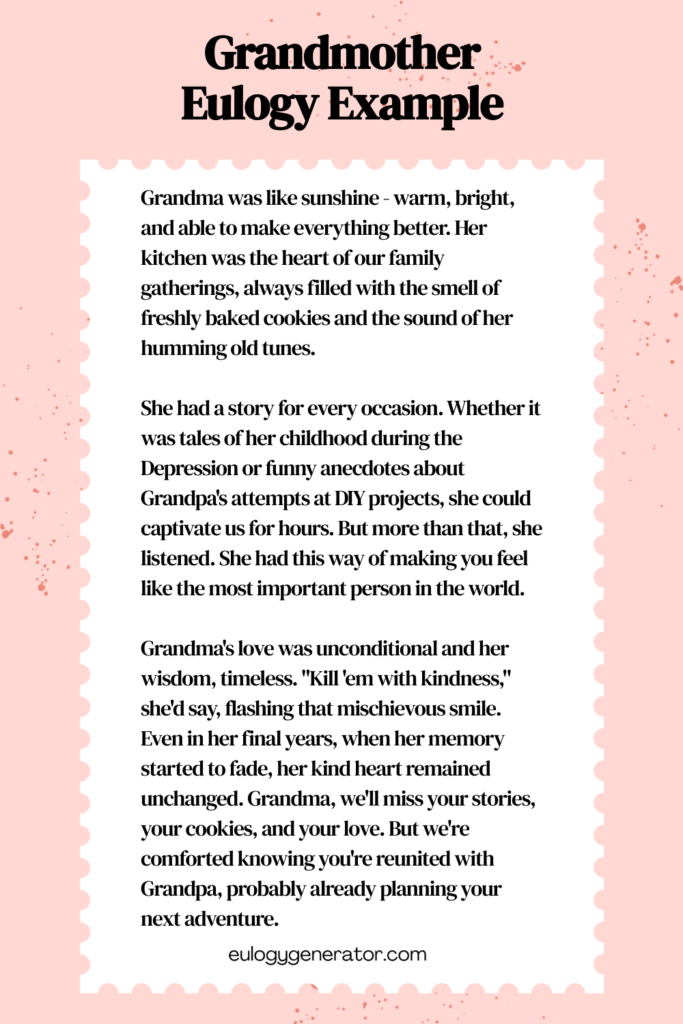 Grandmother Eulogy Example 