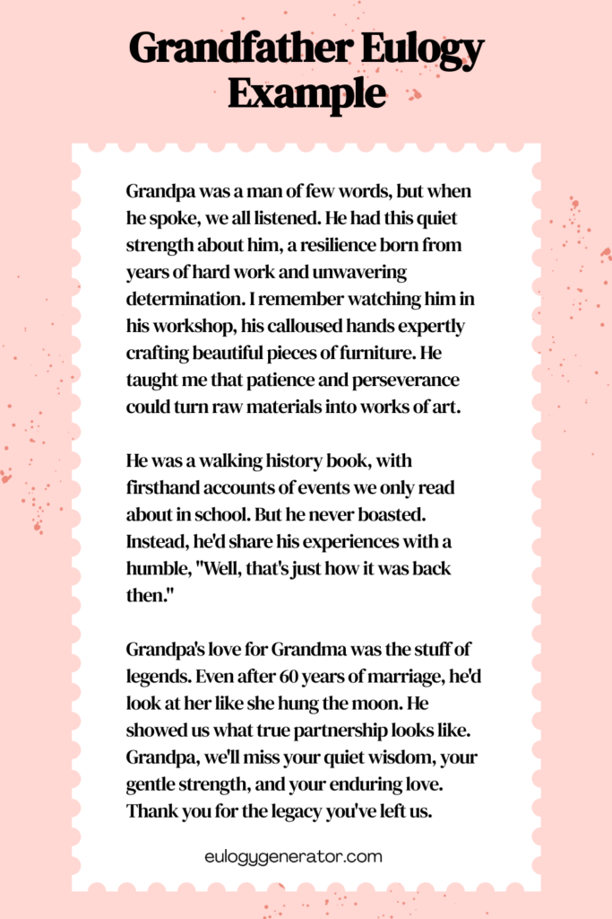 Grandfather Eulogy Example 