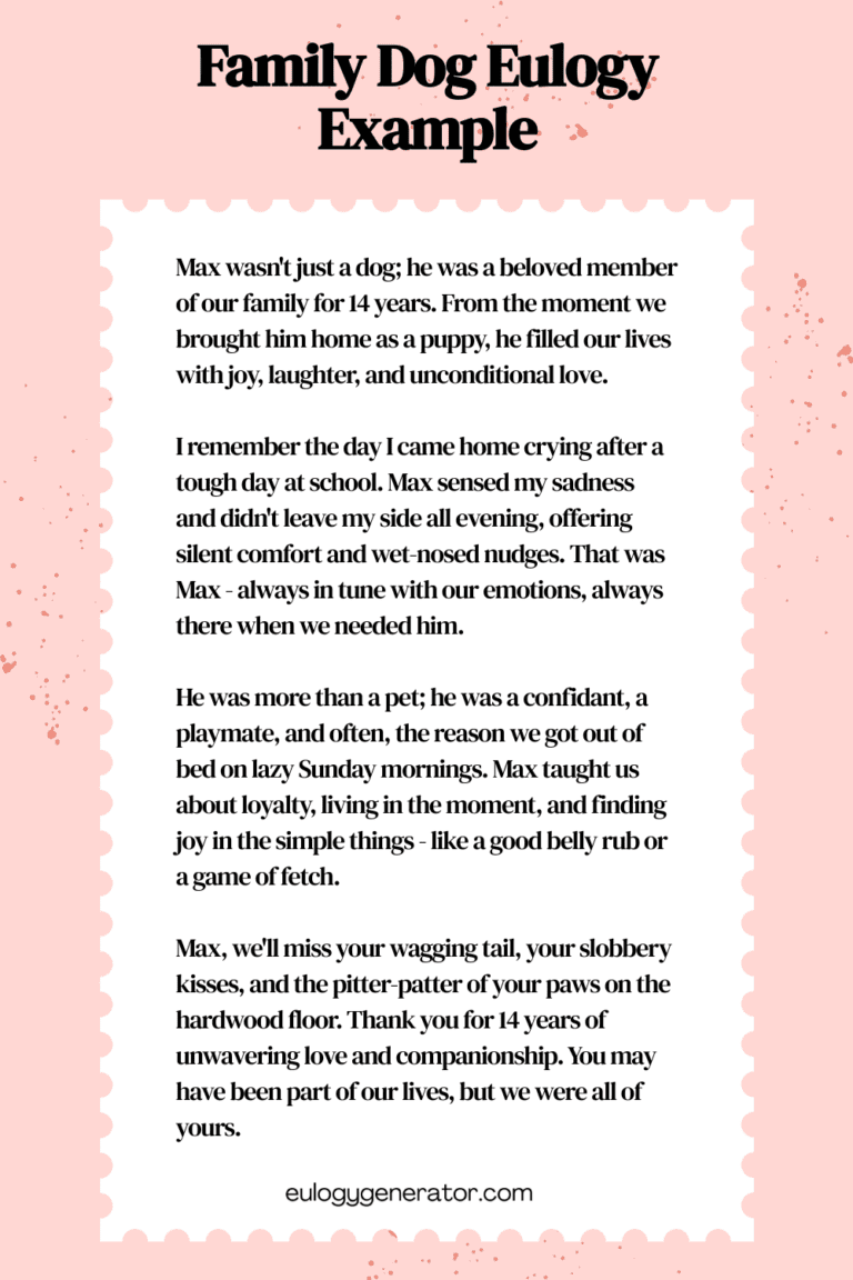 25 Eulogy Examples to Help You | Eulogy Generator