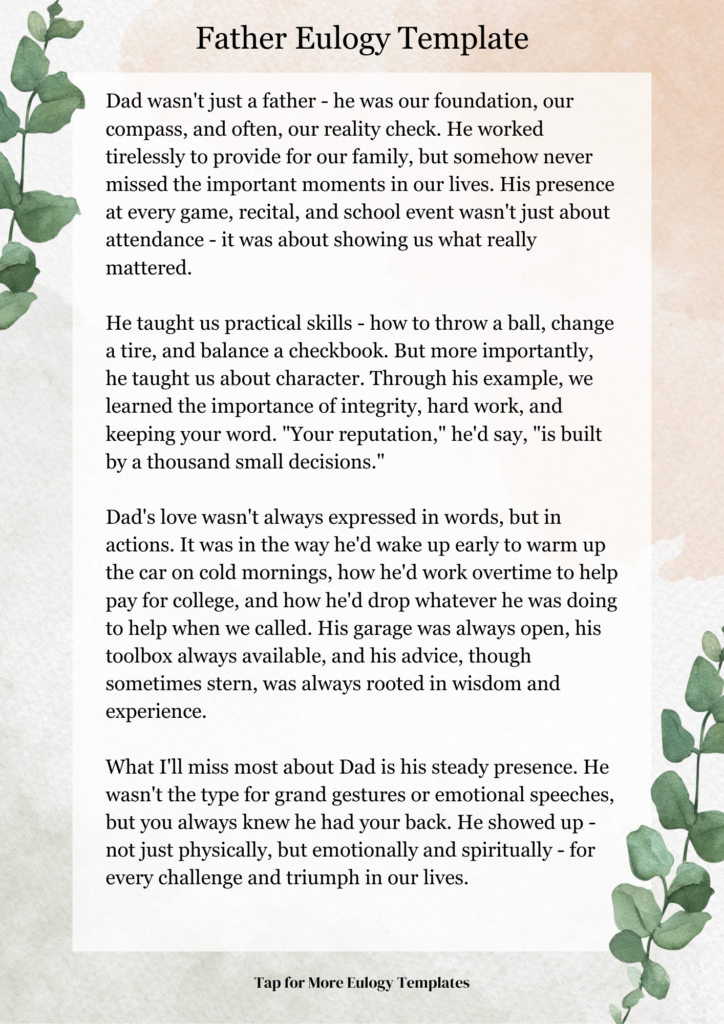 Father Eulogy Template