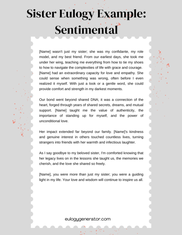 A guide on writing a eulogy for your sister