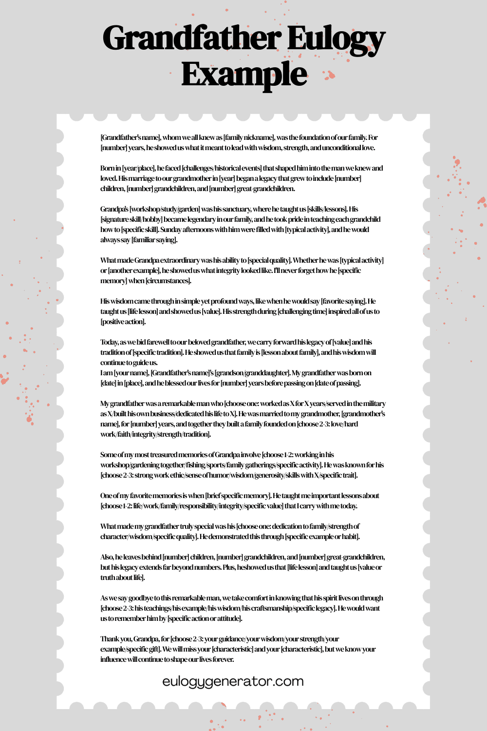 5 Grandfather Eulogy Templates to Use as Inspiration Eulogies By Jen