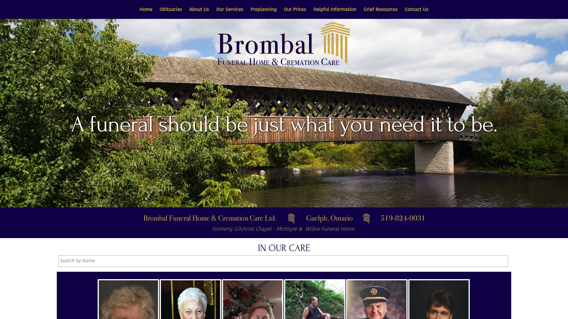 Brombal Funeral Home website homepage