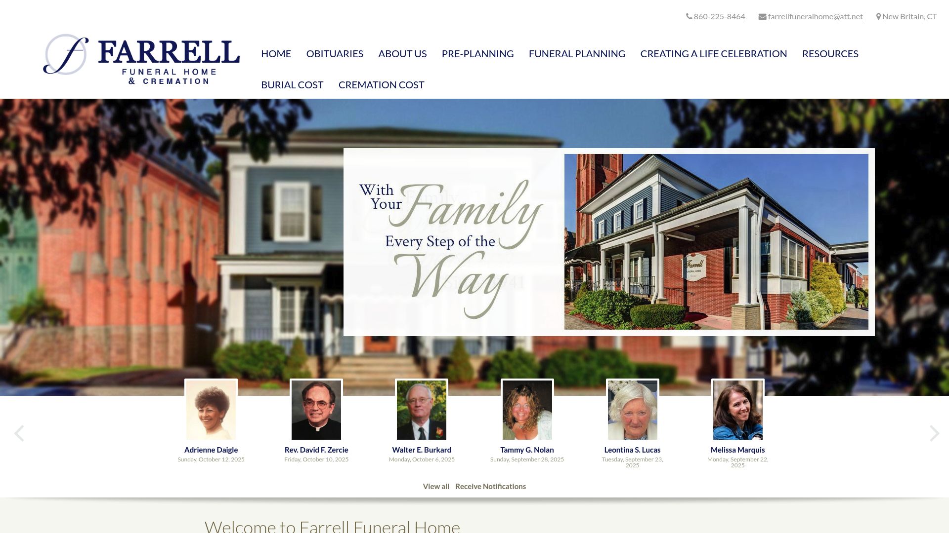 Farrell Funeral Home website
