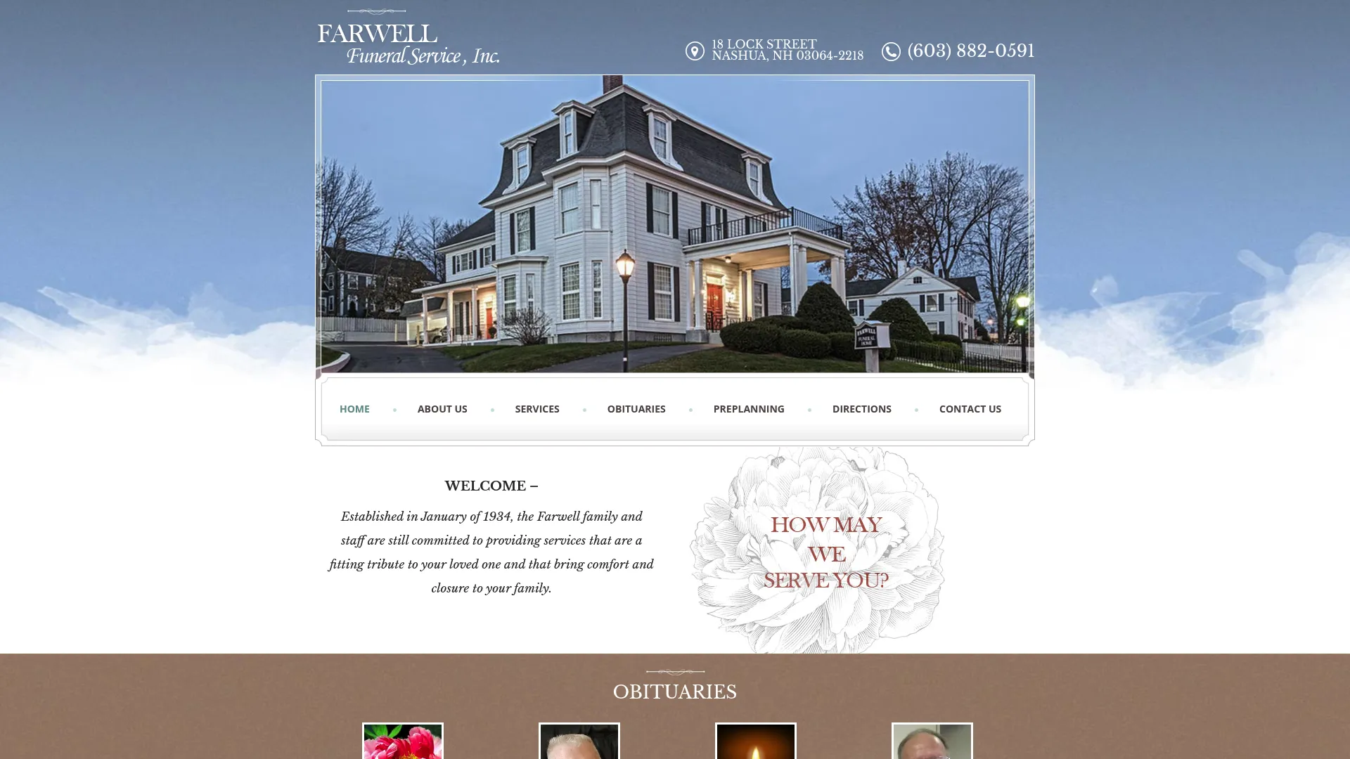 Farwell Funeral Service website screenshot