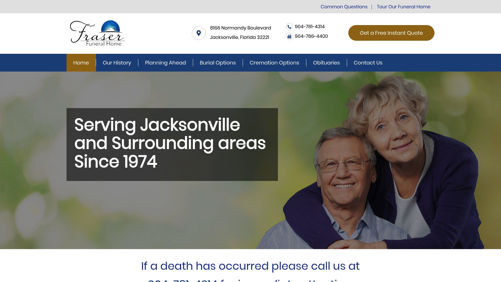 Fraser Funeral Home website