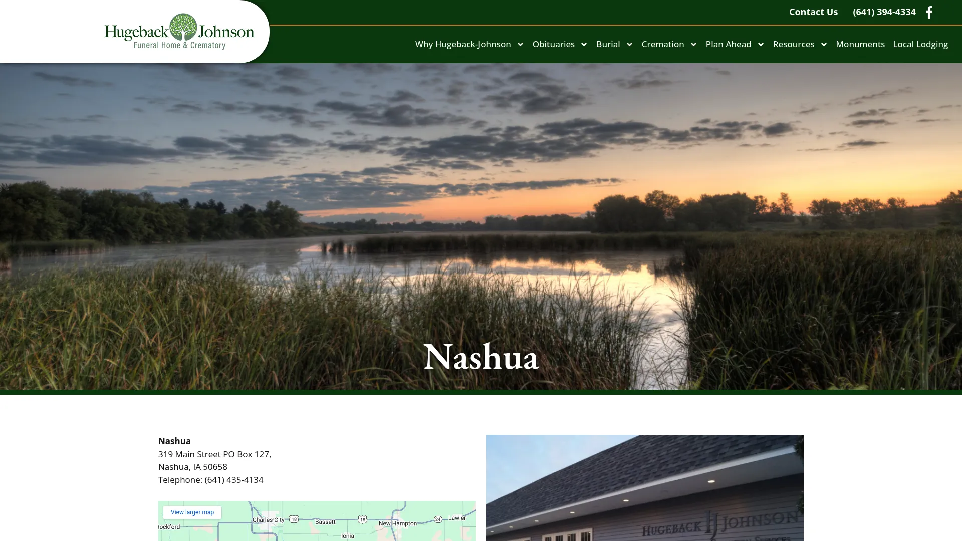 Hugeback-Johnson Funeral Home Nashua location screenshot