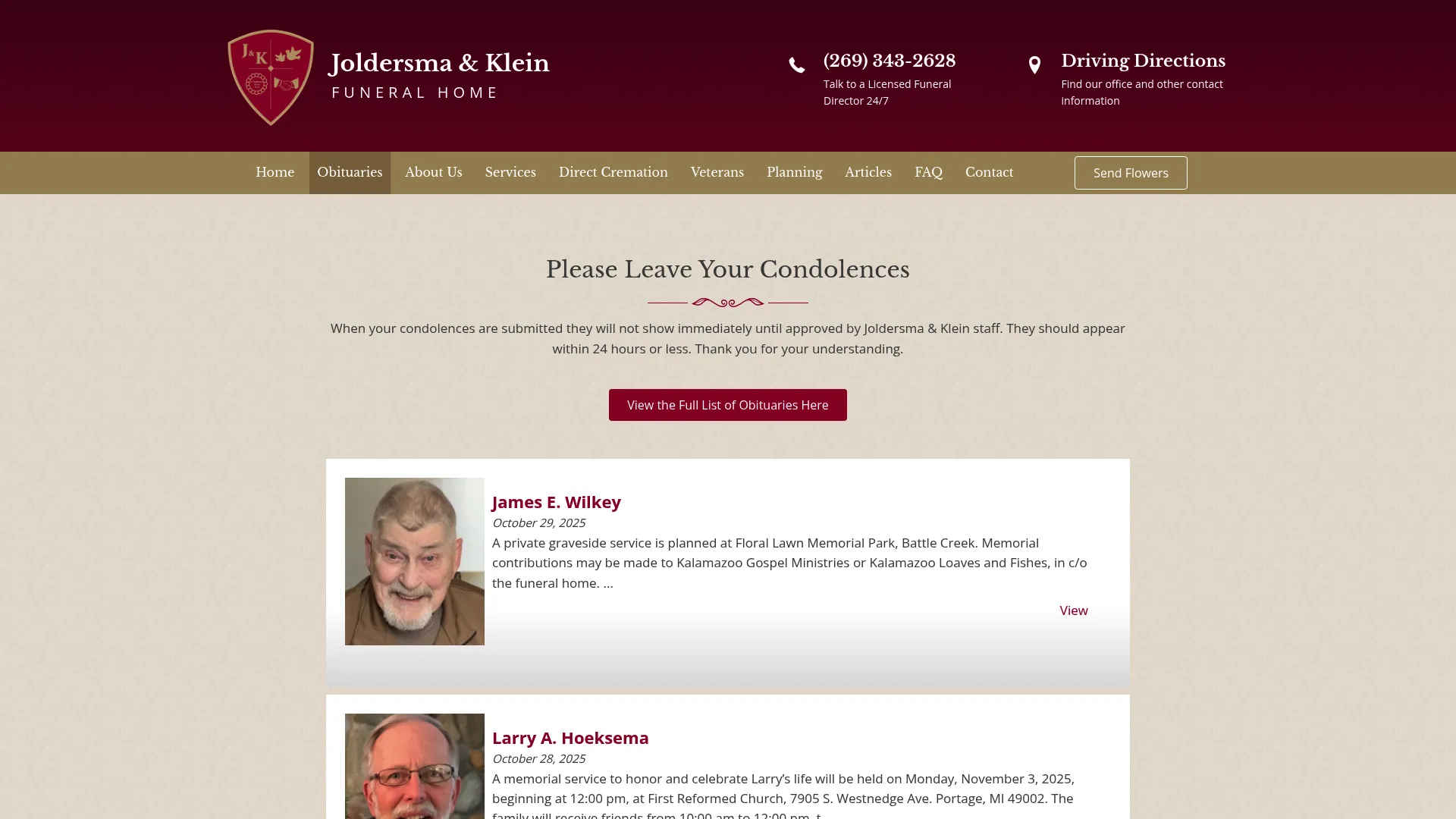Screenshot of joldersma-klein.com