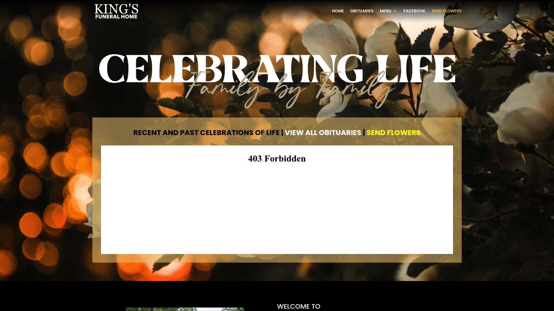 King's Funeral Home NC website