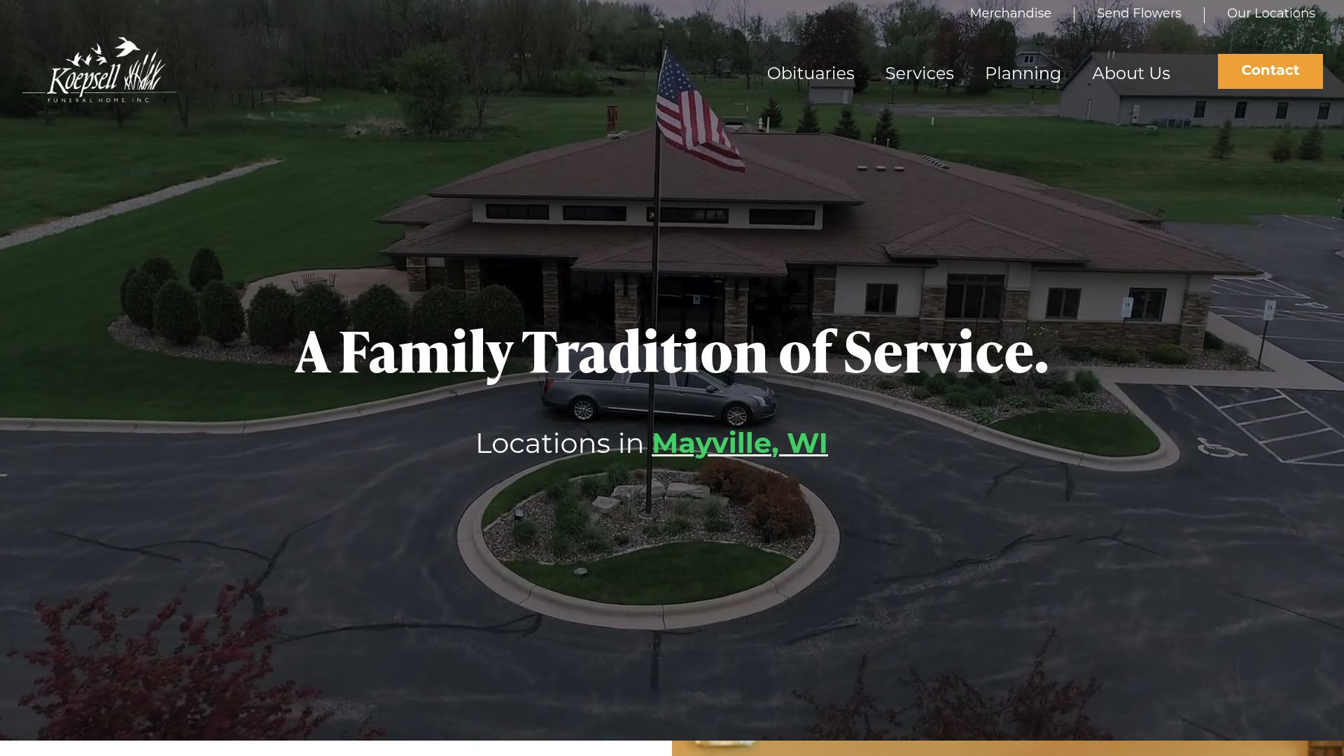 Koepsell Funeral Home website homepage