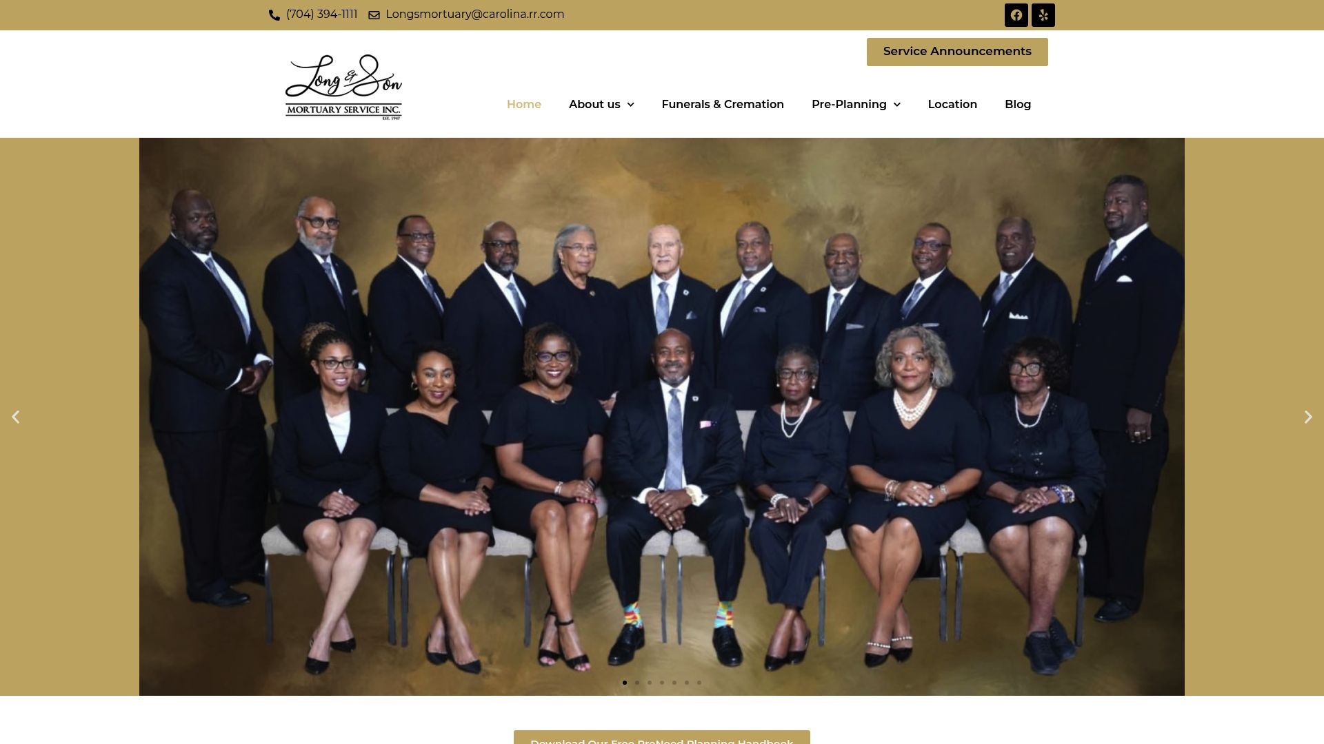 Long & Son Mortuary website