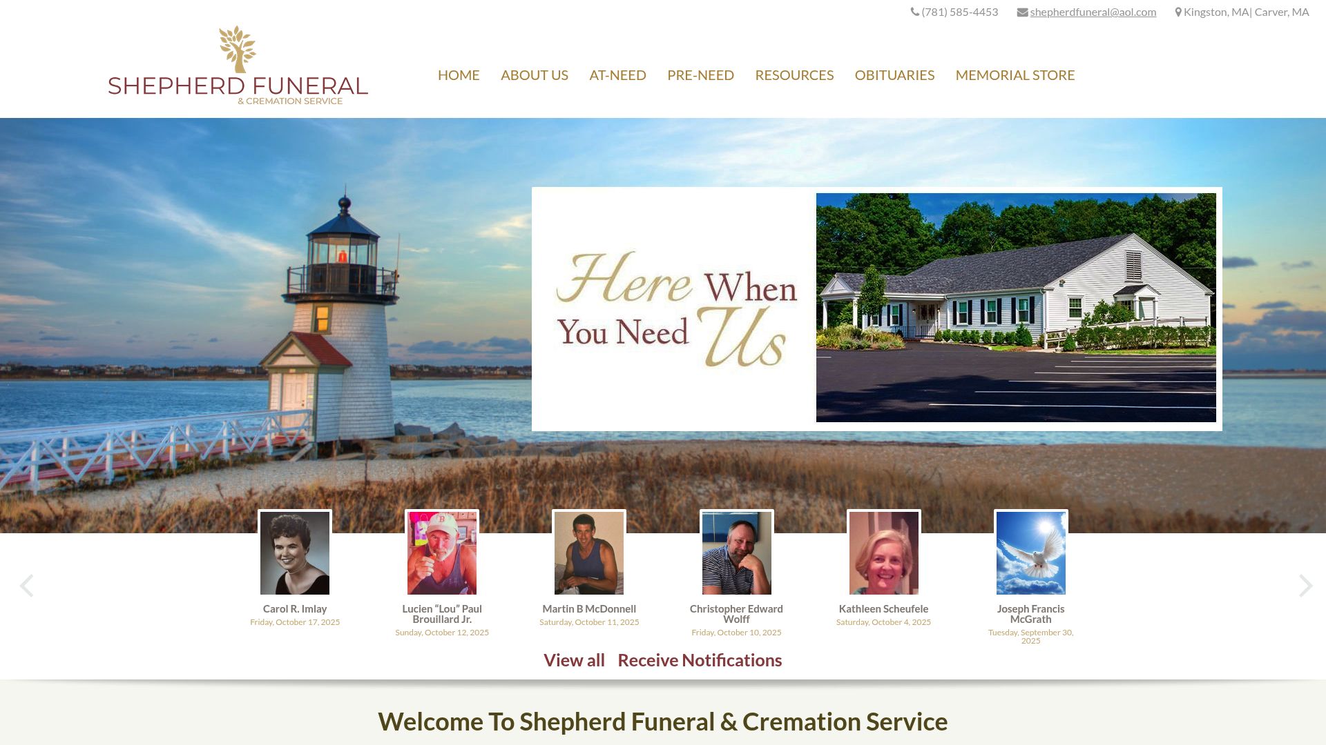 Screenshot of shepherdfuneralhome.com