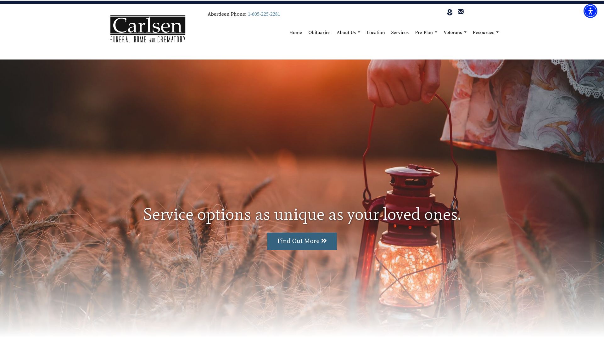 Carlsen Funeral Home Aberdeen website