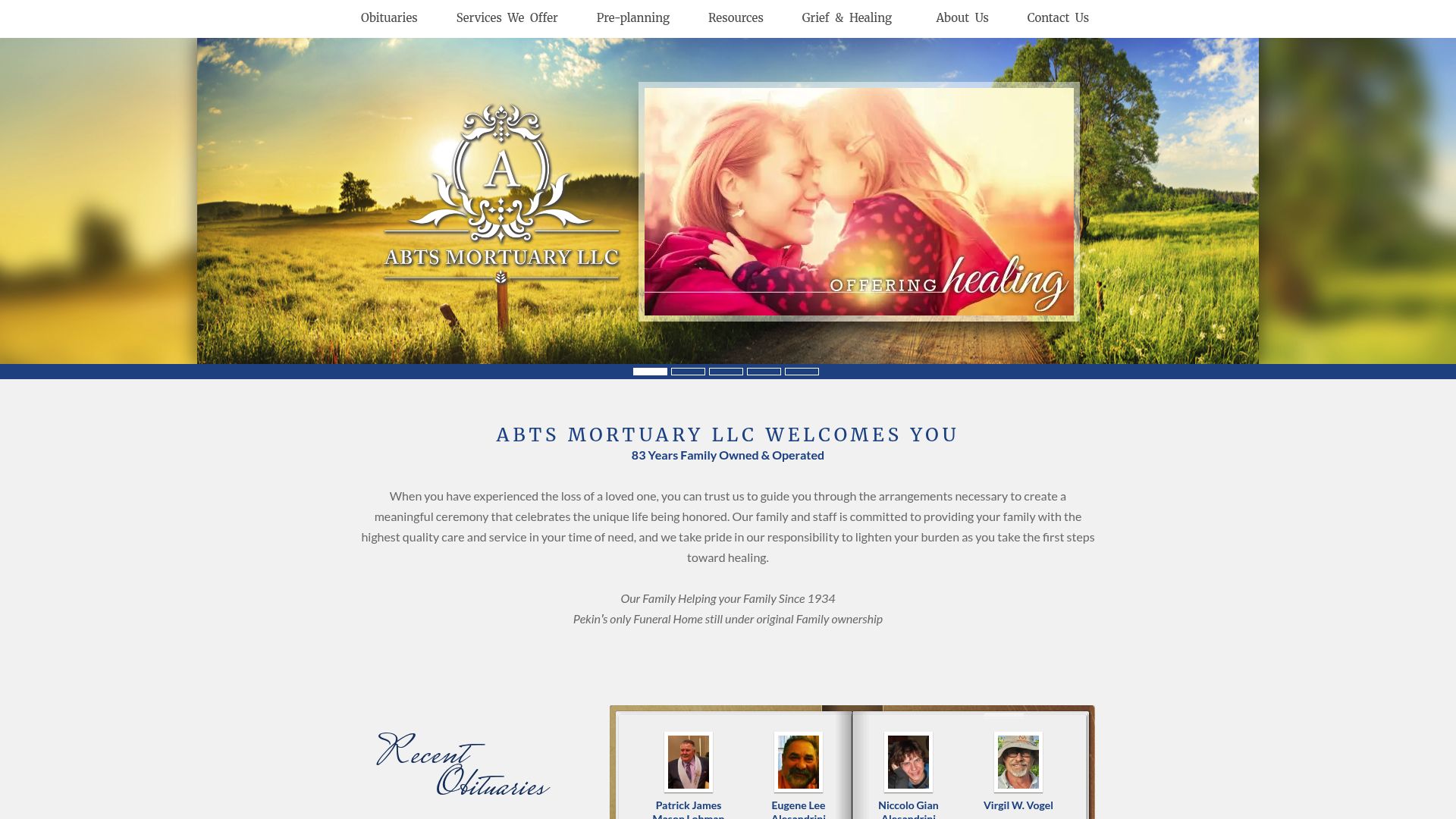 Abts Mortuary website homepage
