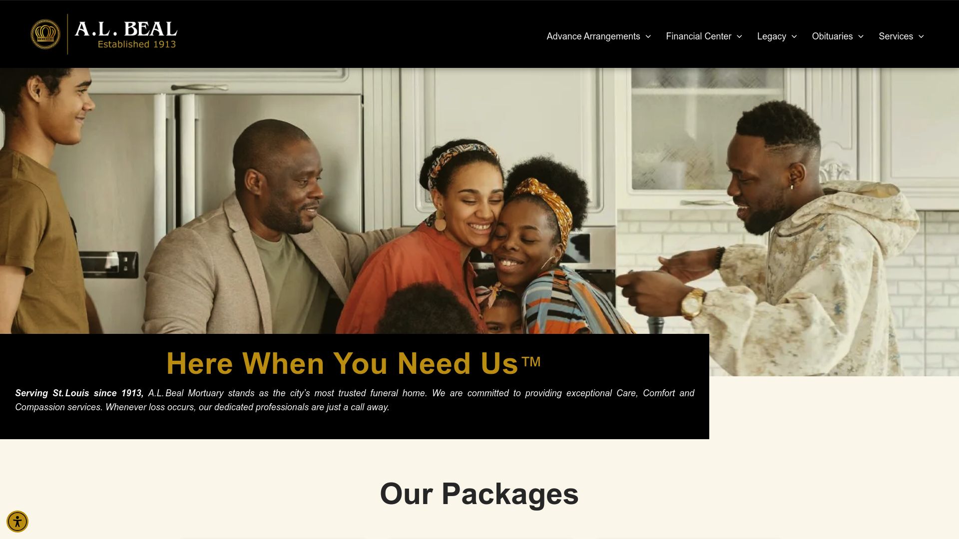 A.L. Beal Mortuary website screenshot