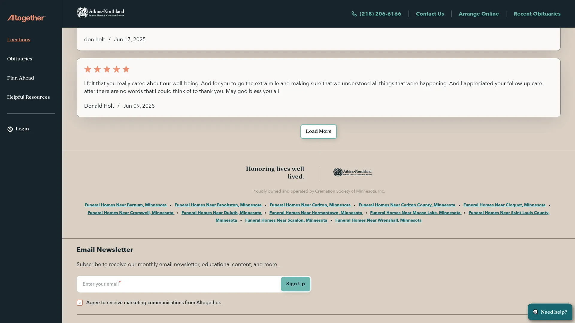 Atkins-Northland Funeral Home exterior building