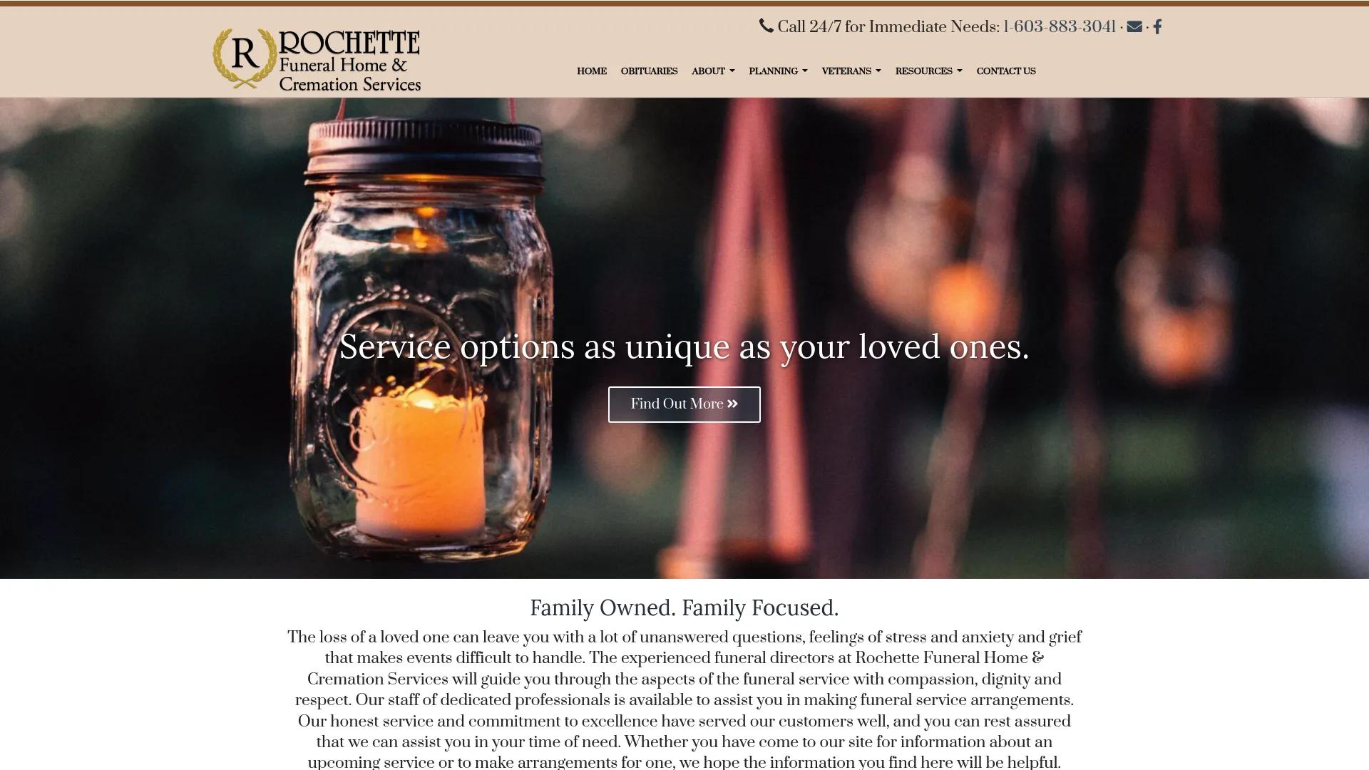 Anctil-Rochette funeral home website screenshot
