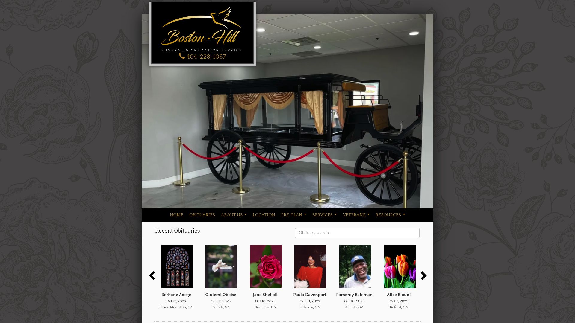 Boston's Funeral and Cremation Service website