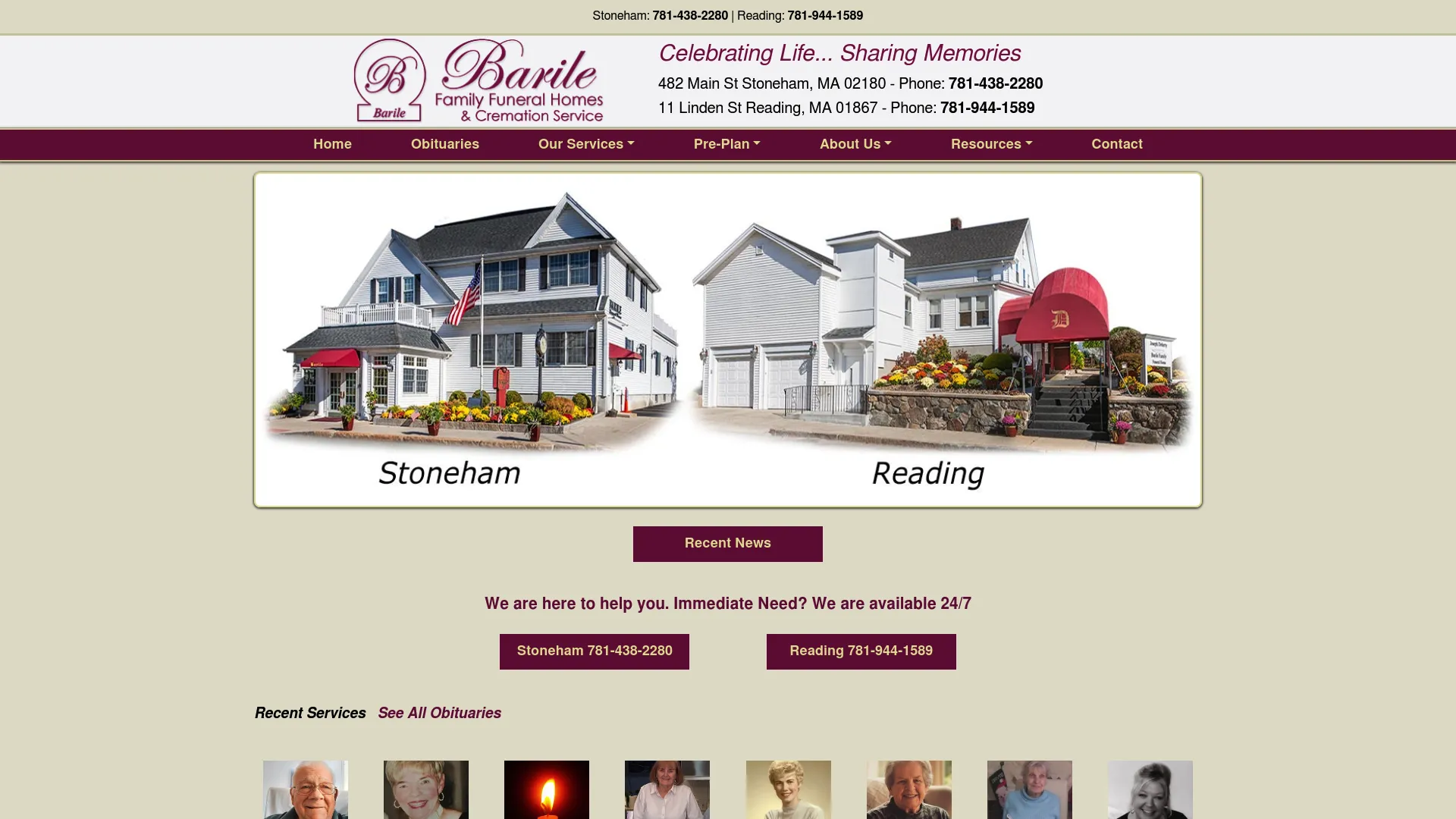 Barile Funeral Home website