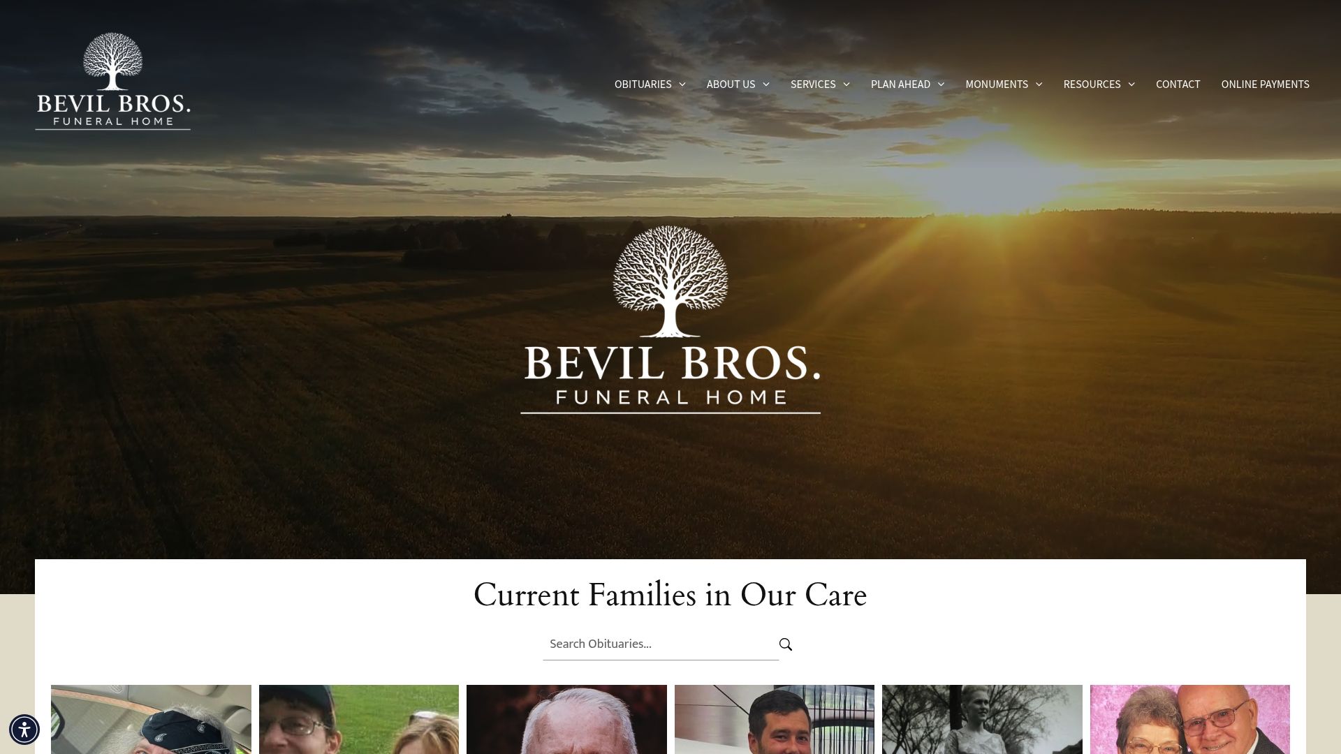 Bevil Bros Funeral Home website homepage