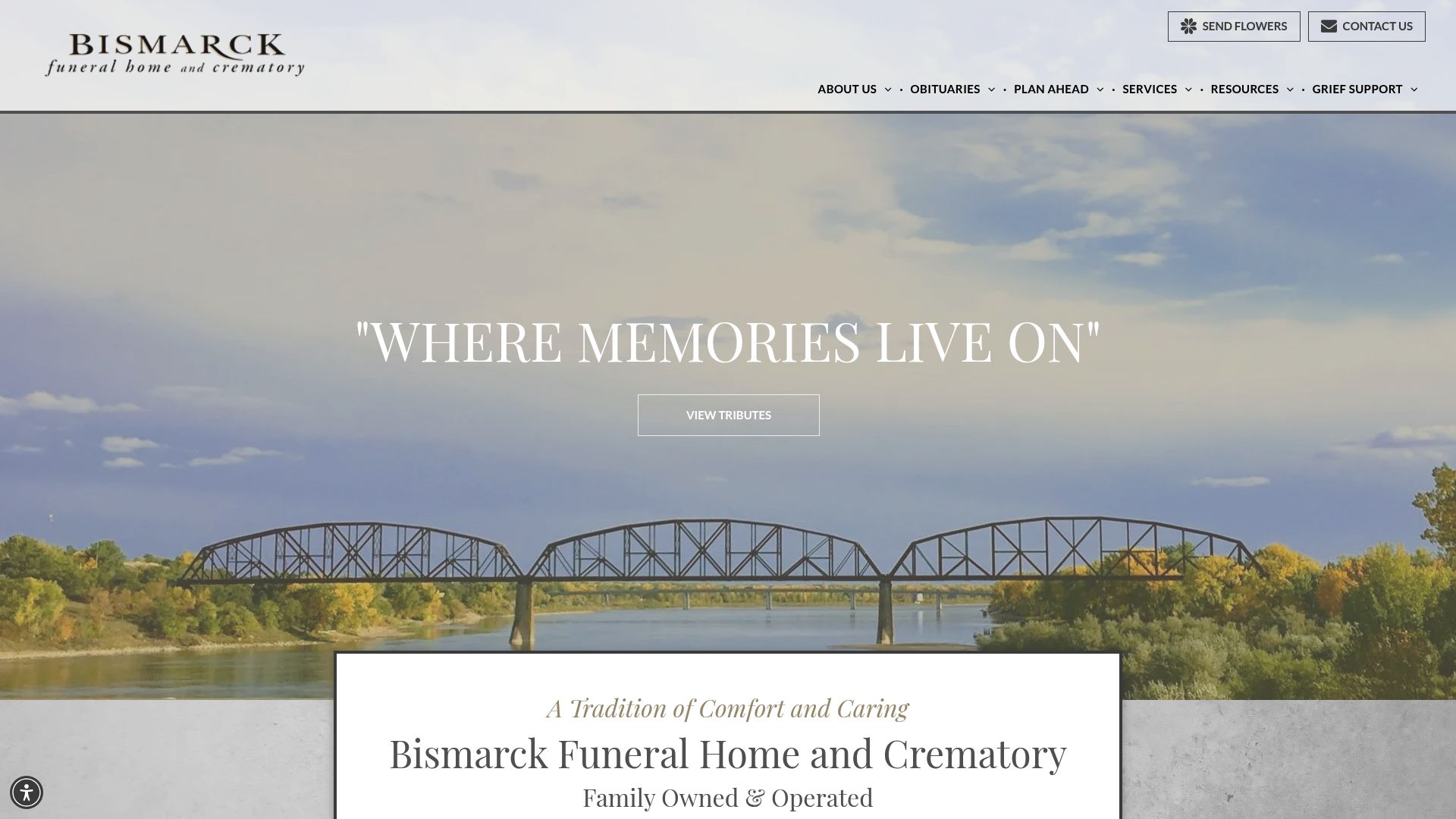 Bismarck Funeral Home and Crematory website homepage