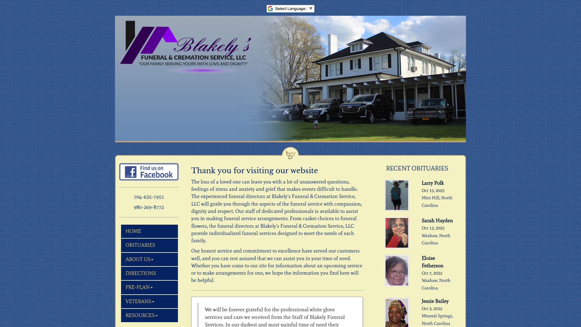 Blakely's Funeral & Cremation Service facility