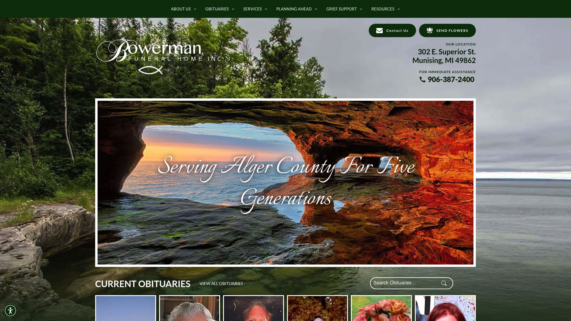 Bowerman Funeral Home website homepage