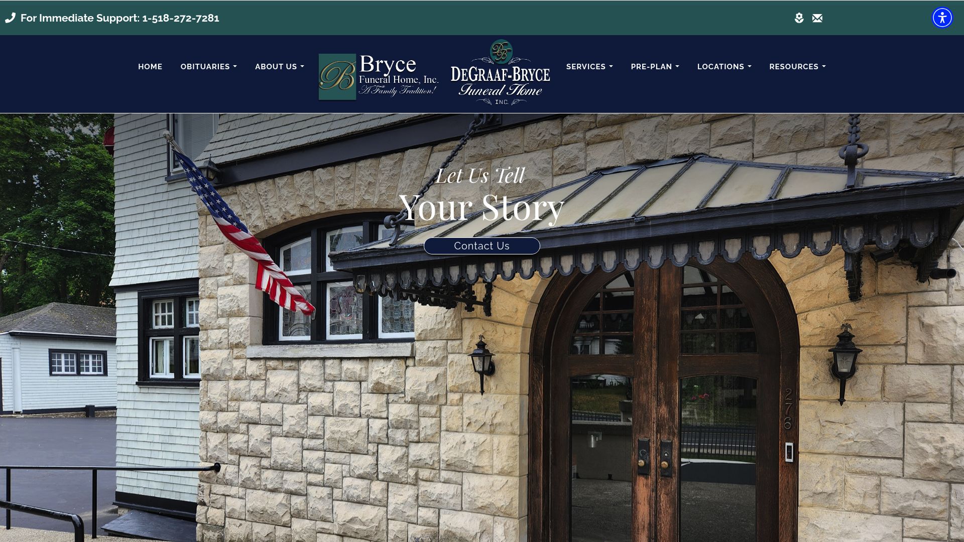Bryce Funeral Home website homepage