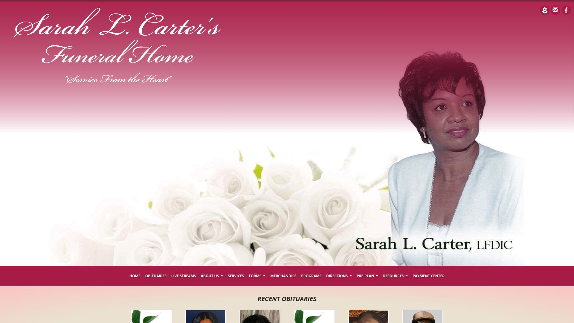 Sarah L. Carter's Funeral Home website