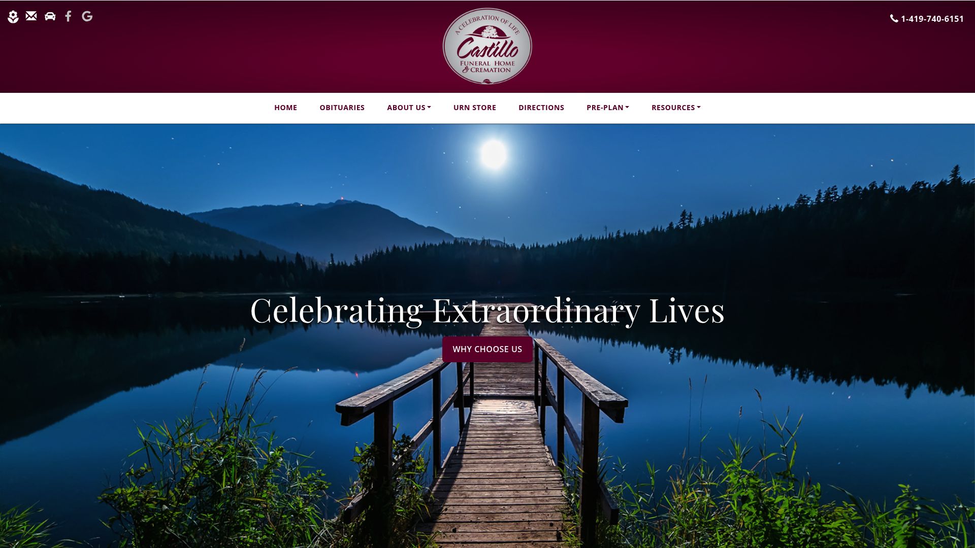 Castillo Funeral & Cremation Services website