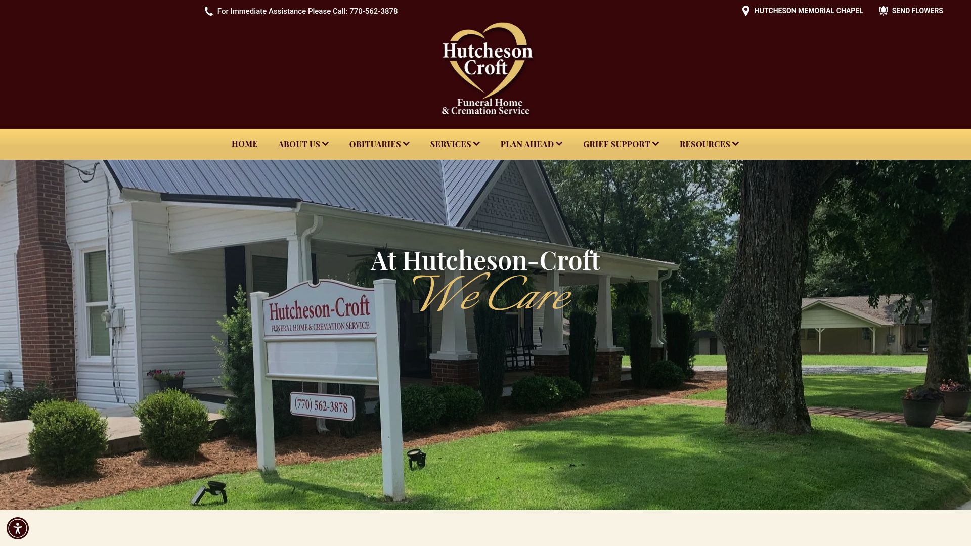Hutcheson-Croft Funeral Home website homepage
