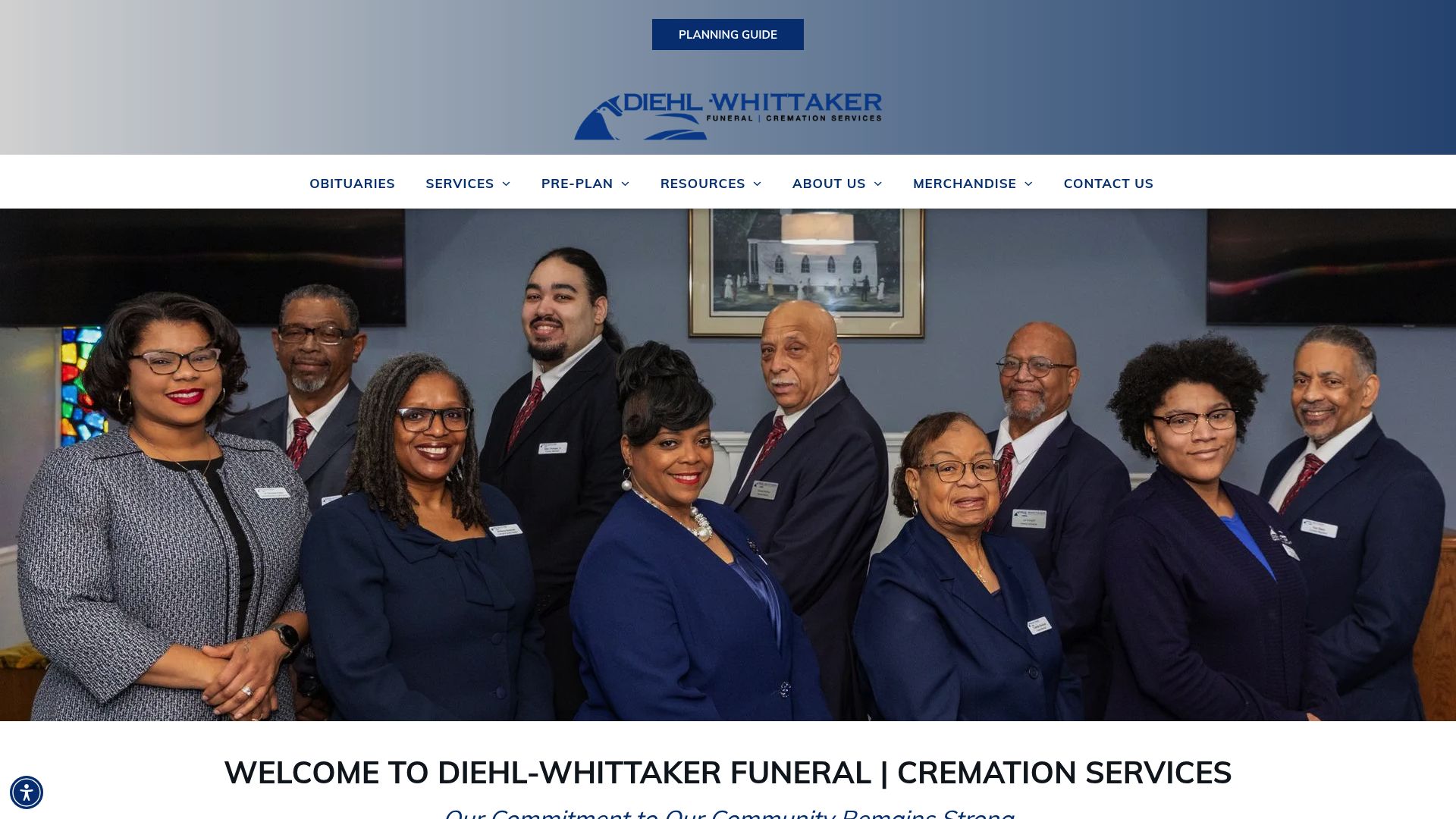 Diehl-Whittaker Funeral Service website homepage