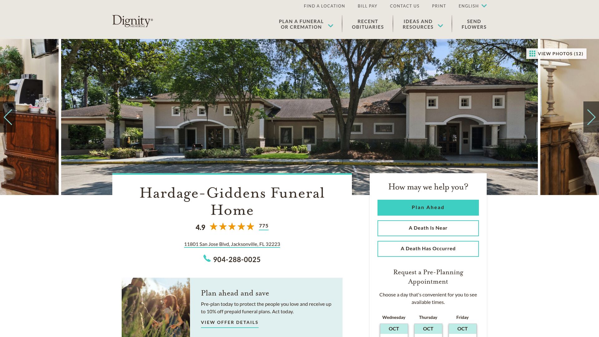 Hardage-Giddens Funeral Home website