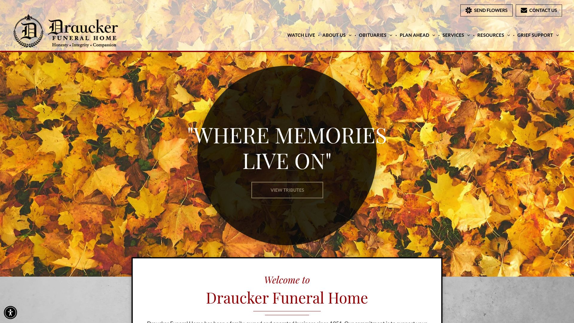 Draucker Funeral Home website homepage
