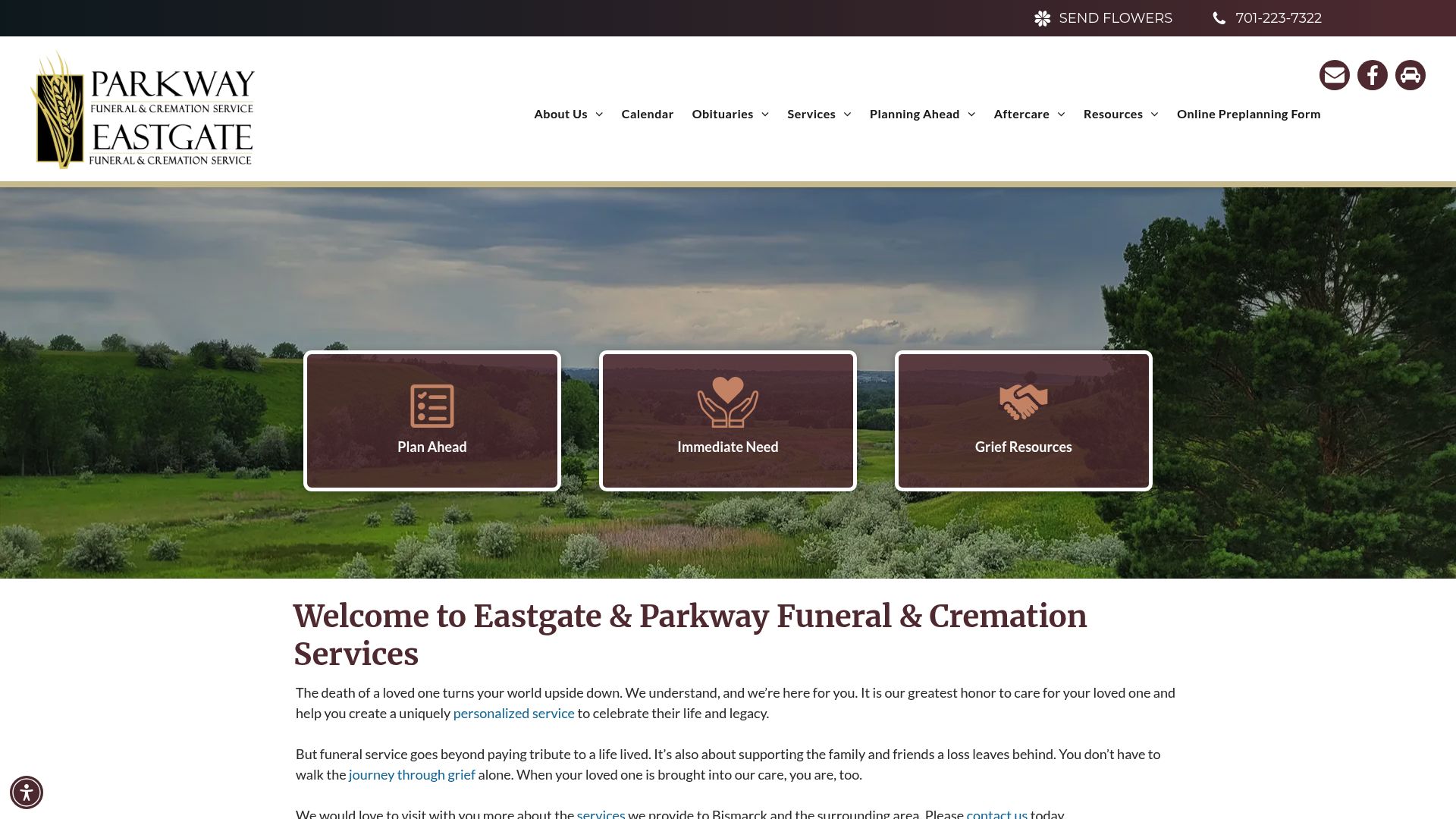 Eastgate Funeral Service website homepage