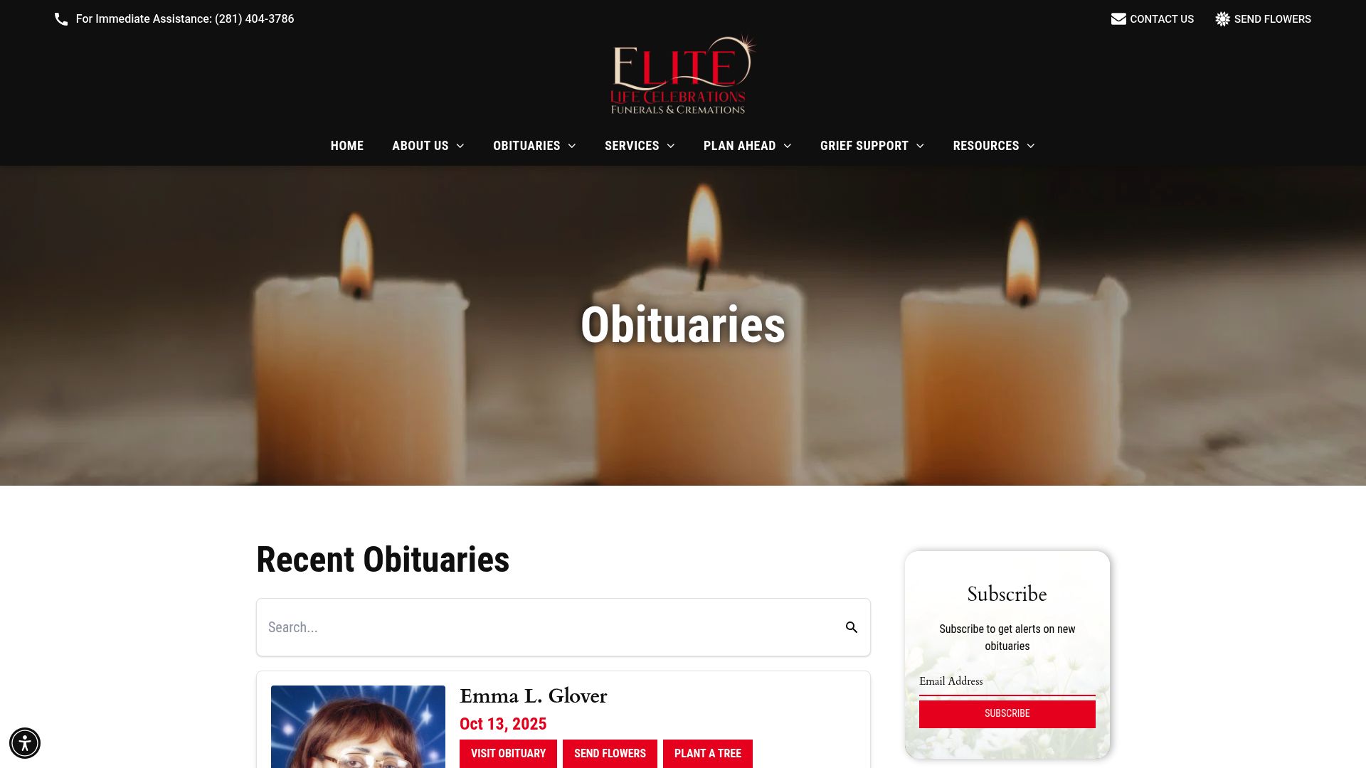 Elite Life Celebrations obituaries section