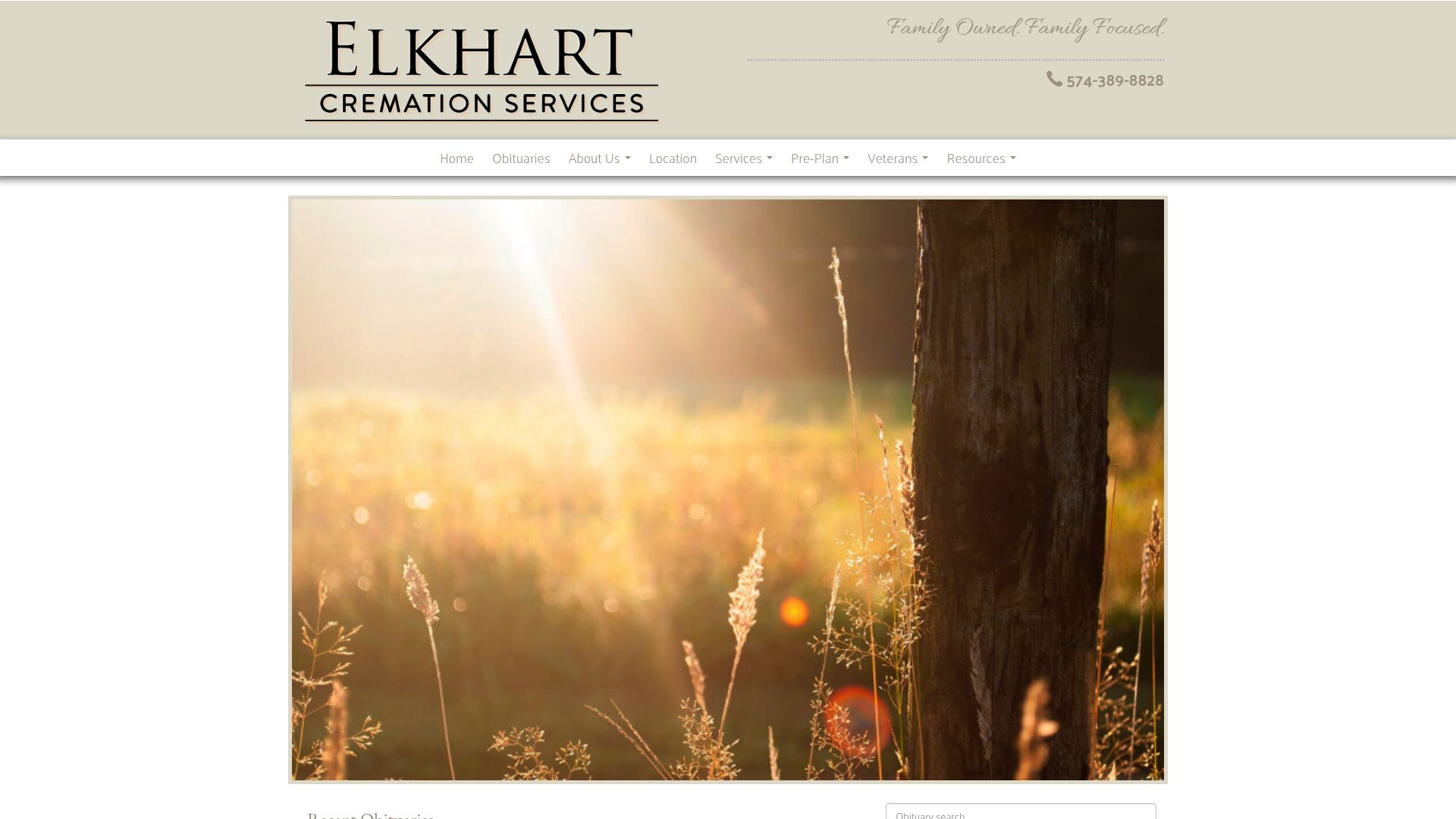 Elkhart Cremation Services website