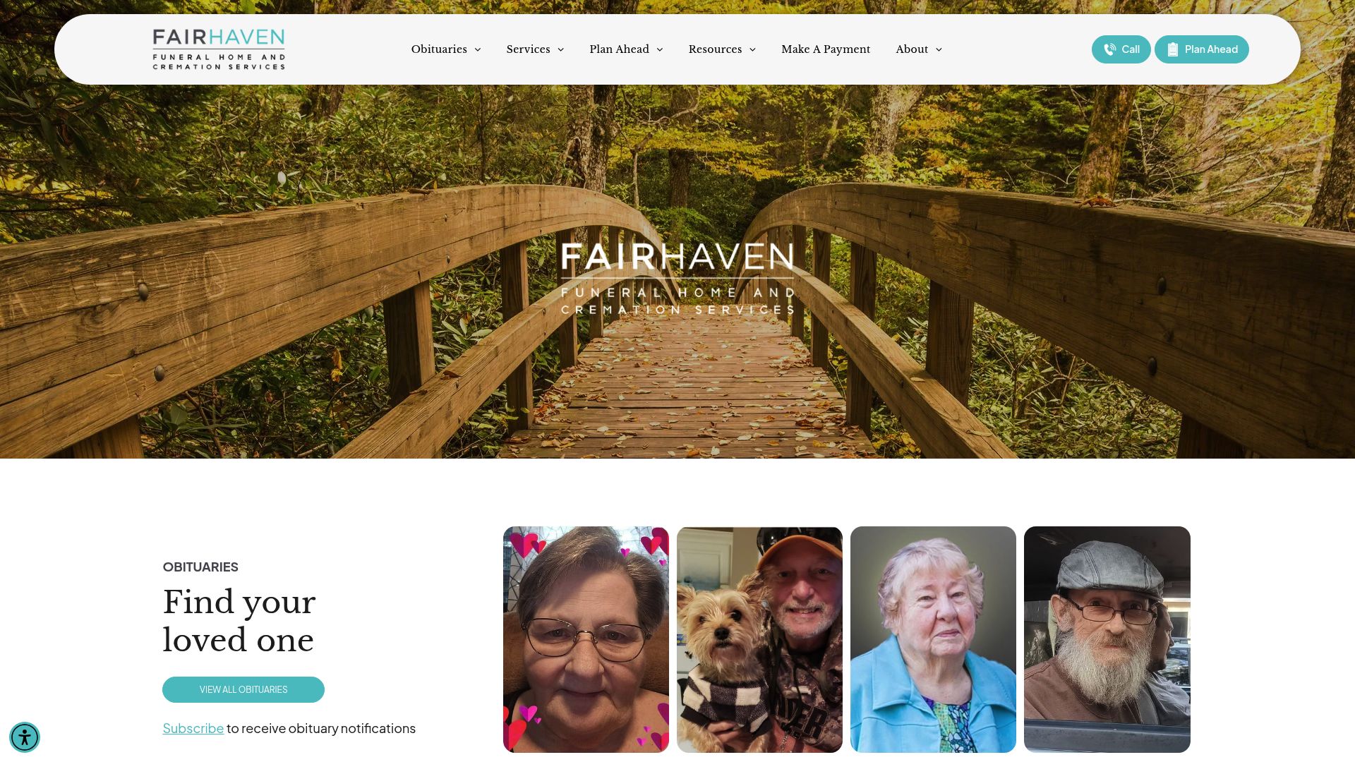 FairHaven Funeral Home website homepage
