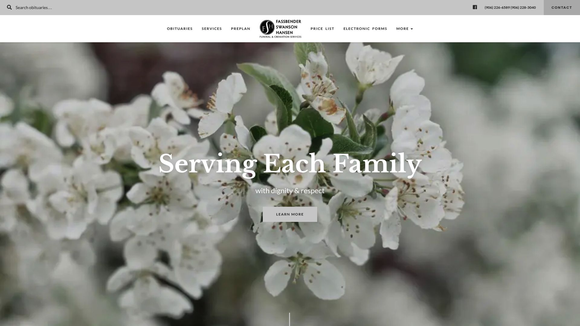 Fassbender Swanson Hansen Funeral Home website homepage