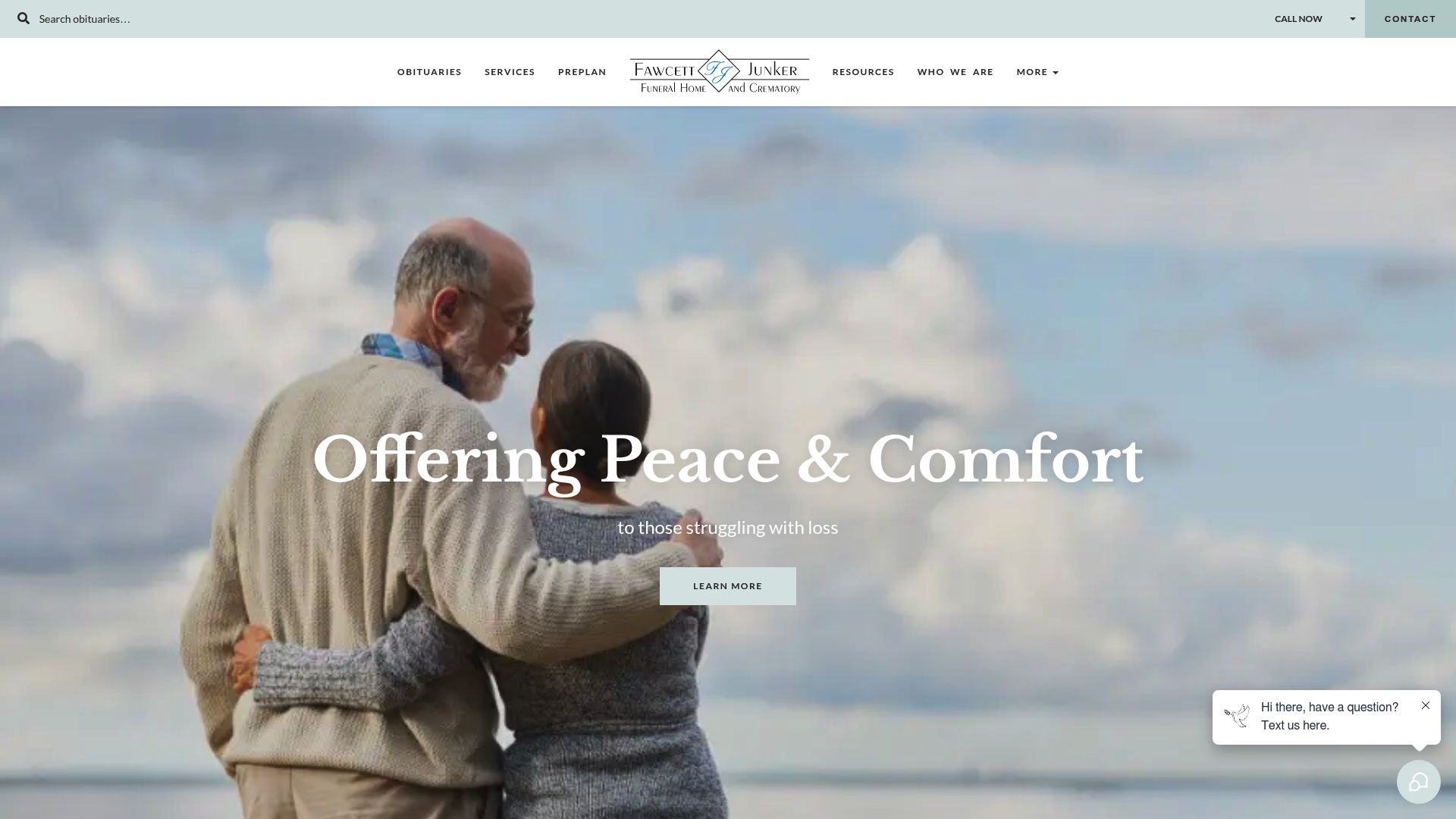 Fawcett Junker Funeral Home website homepage