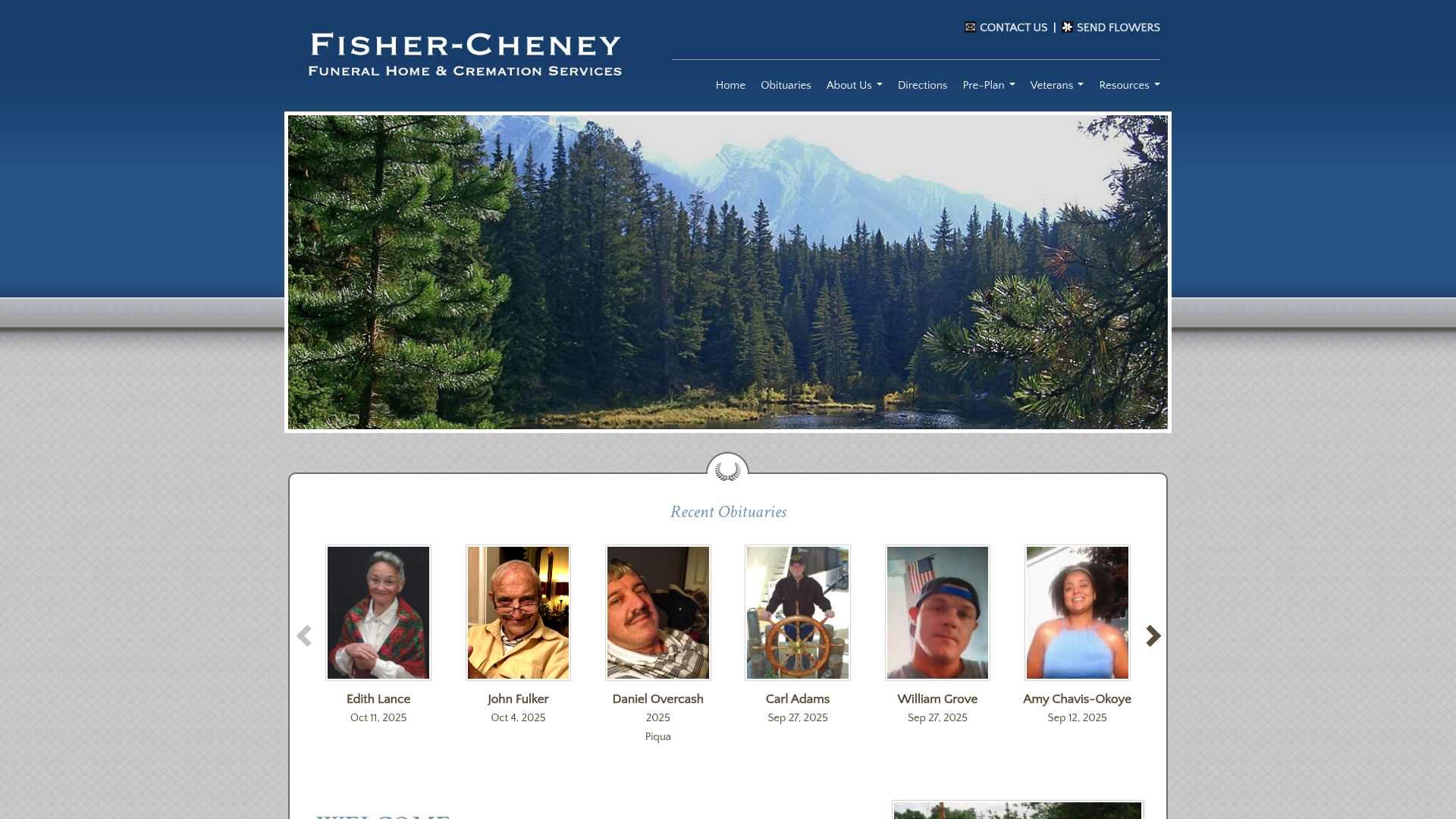 Fisher-Cheney Funeral Home website homepage