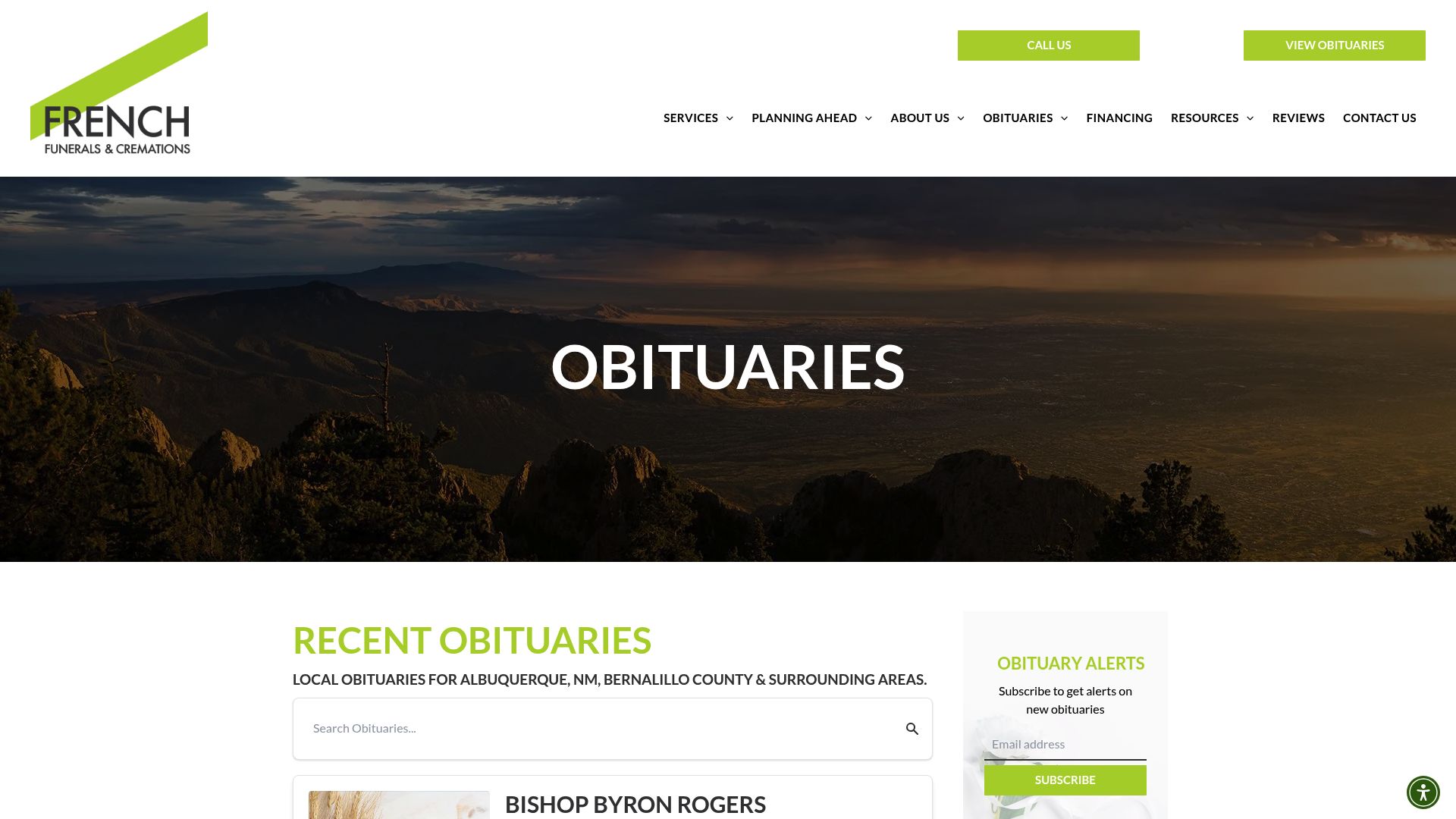 French Funerals listings page