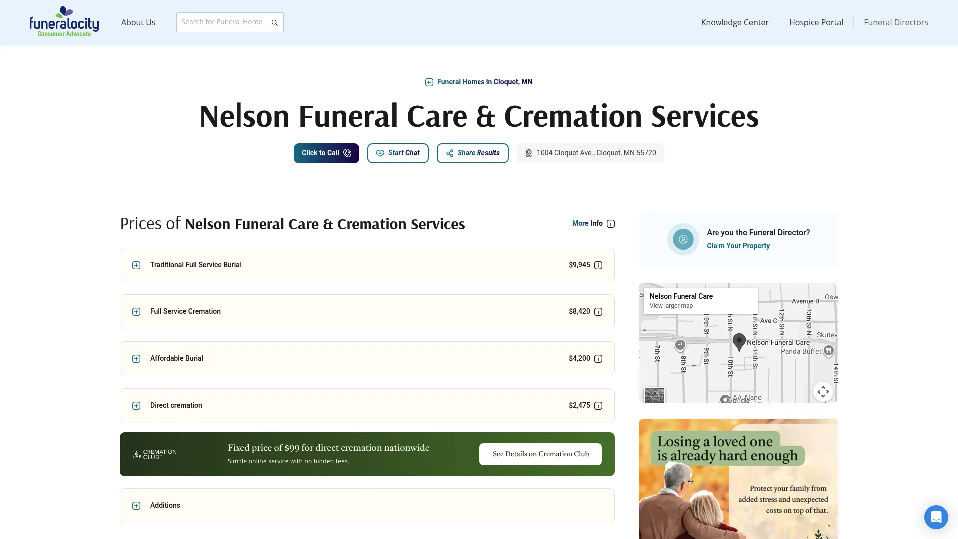 Nelson Funeral Care and Cremation Services location