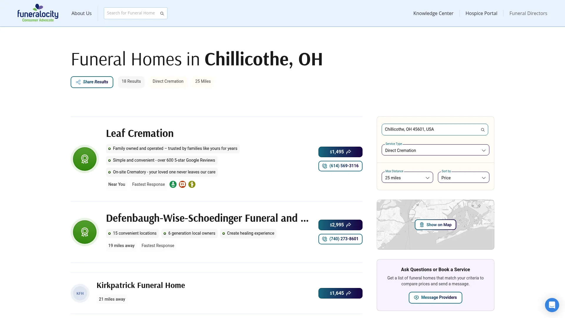 Funeralocity Chillicothe Ohio search page