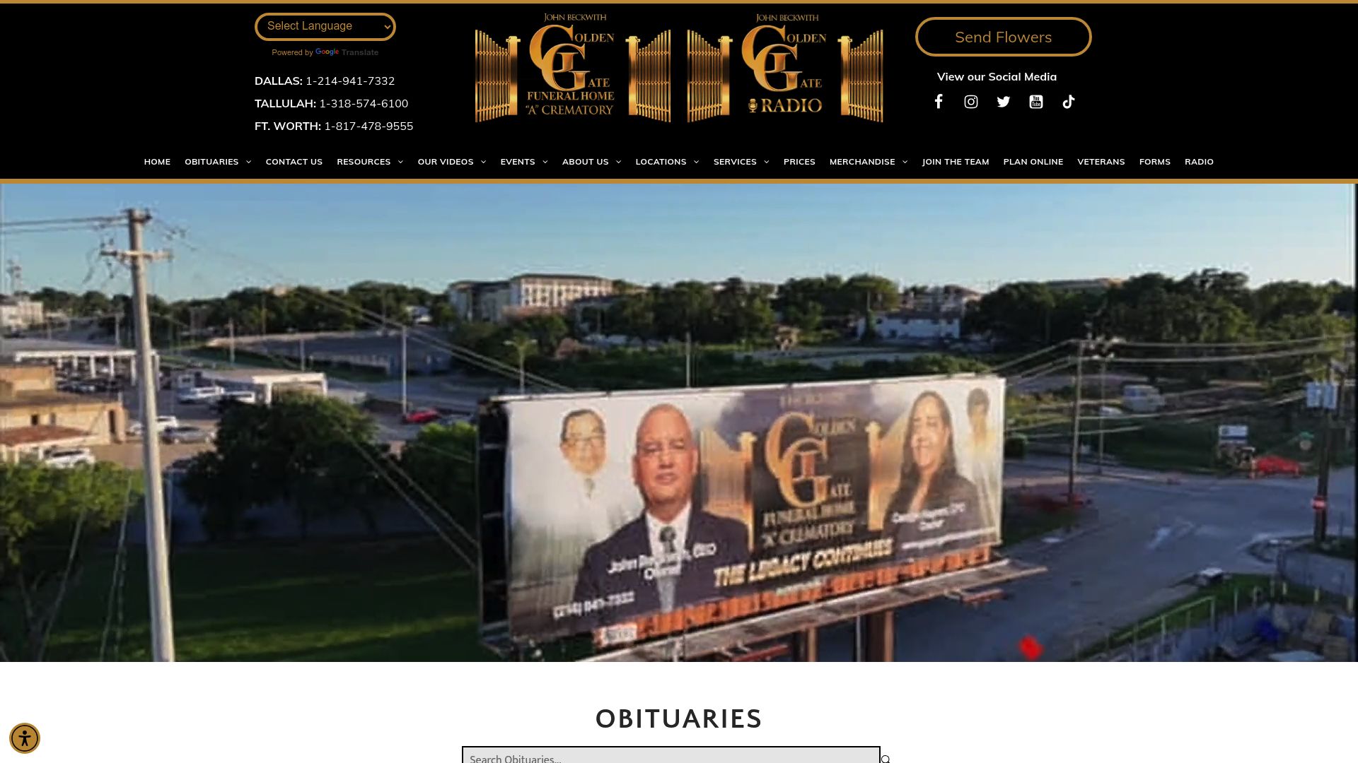 Screenshot of goldengatefuneralhome.com