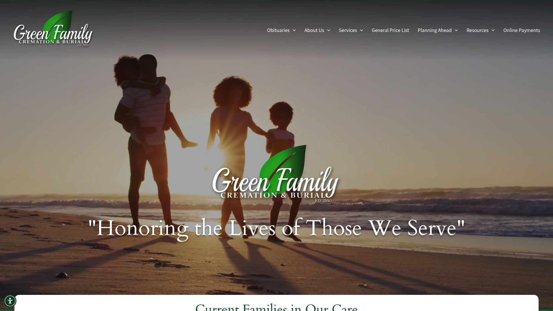 Green Family Cremation and Burial website