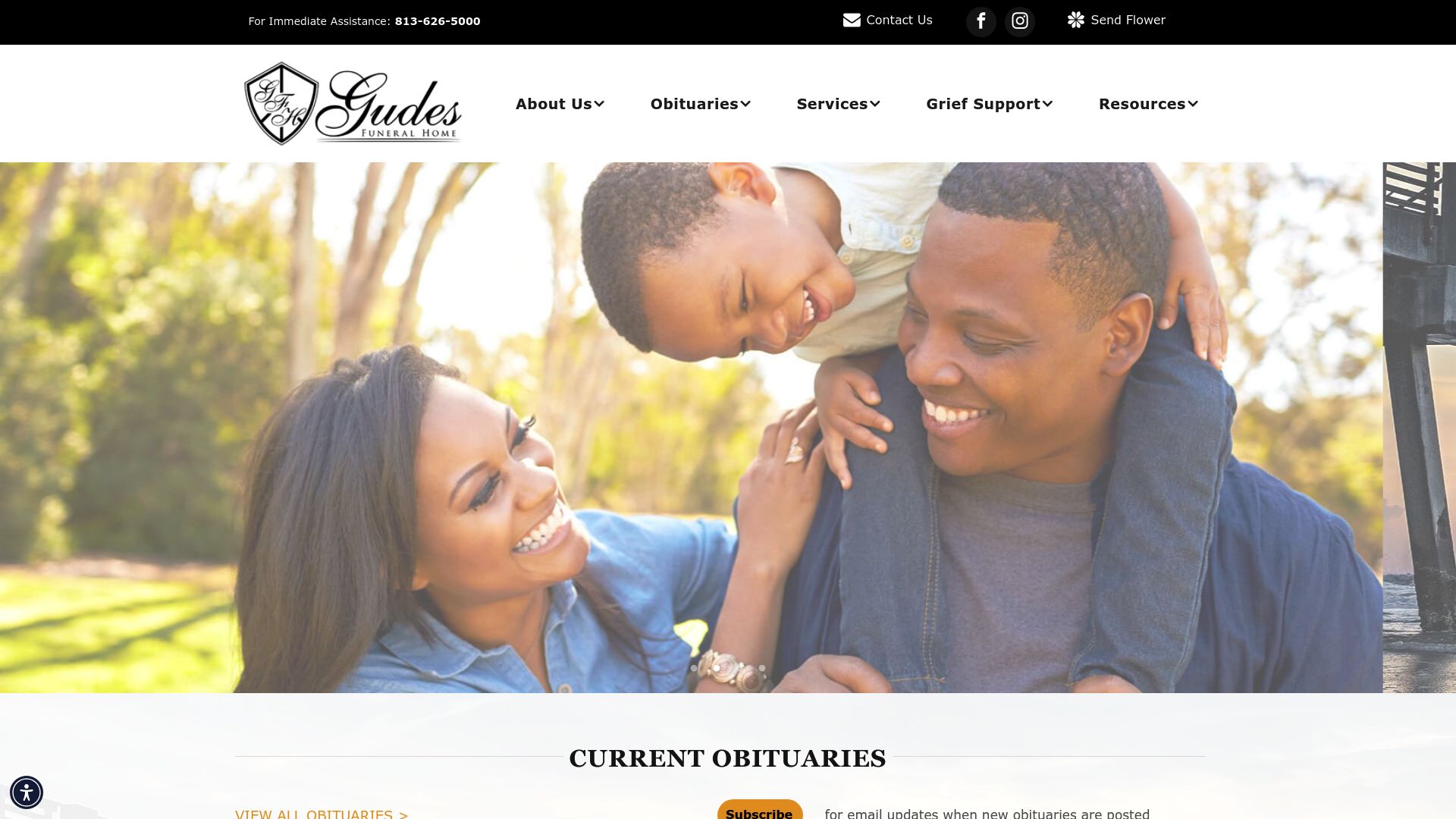 Gudes Funeral Home website homepage