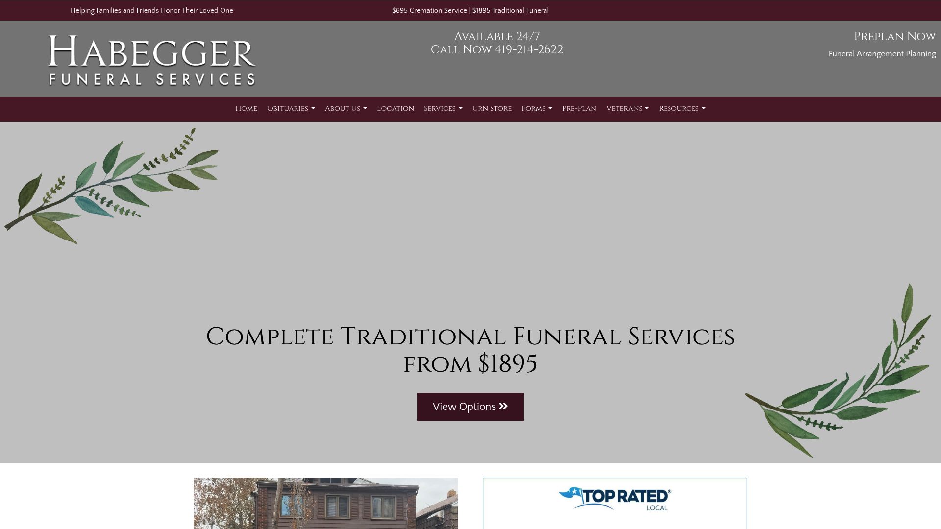 Habegger Funeral Services website
