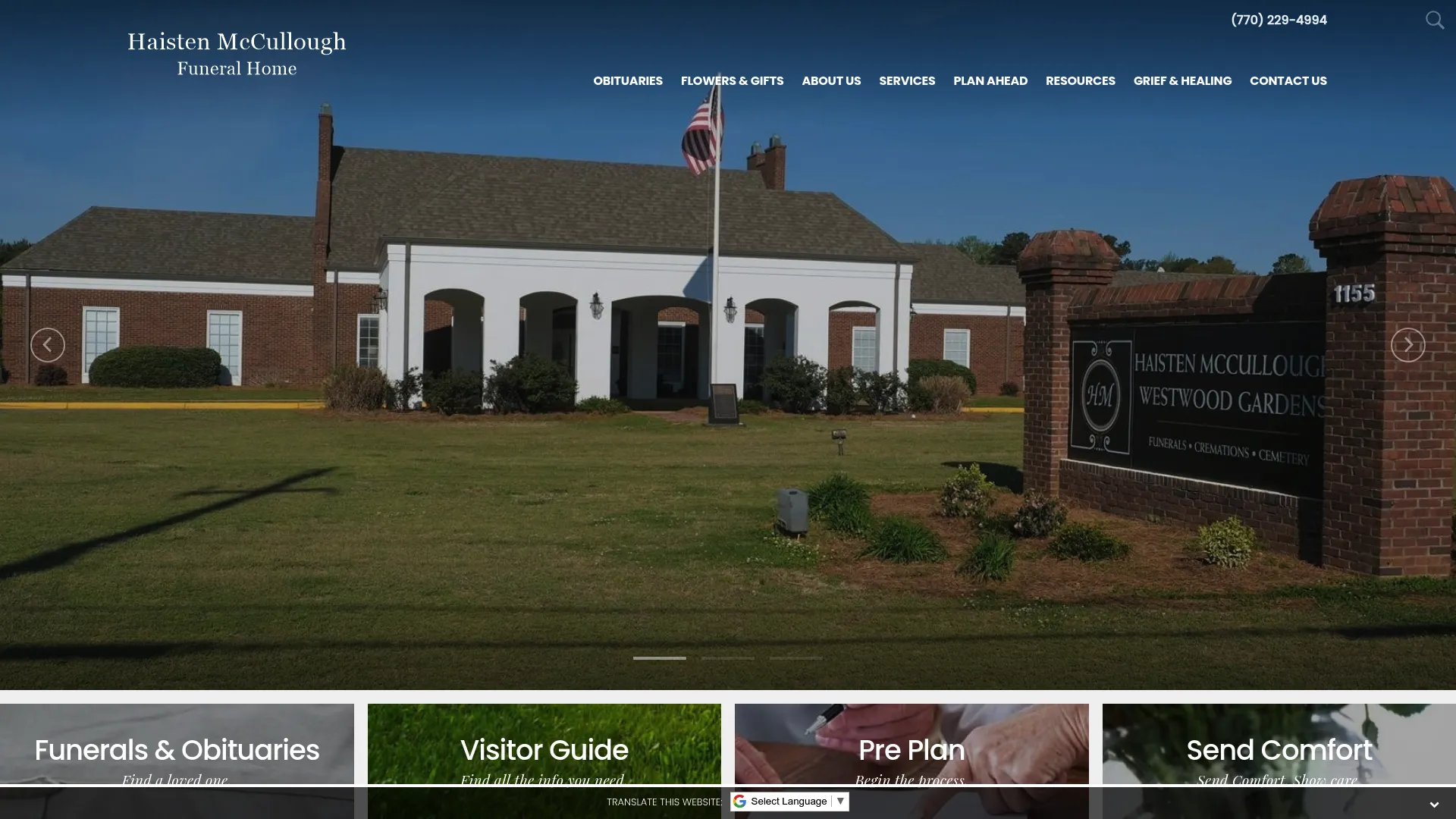 Haisten McCullough Funeral Home website screenshot