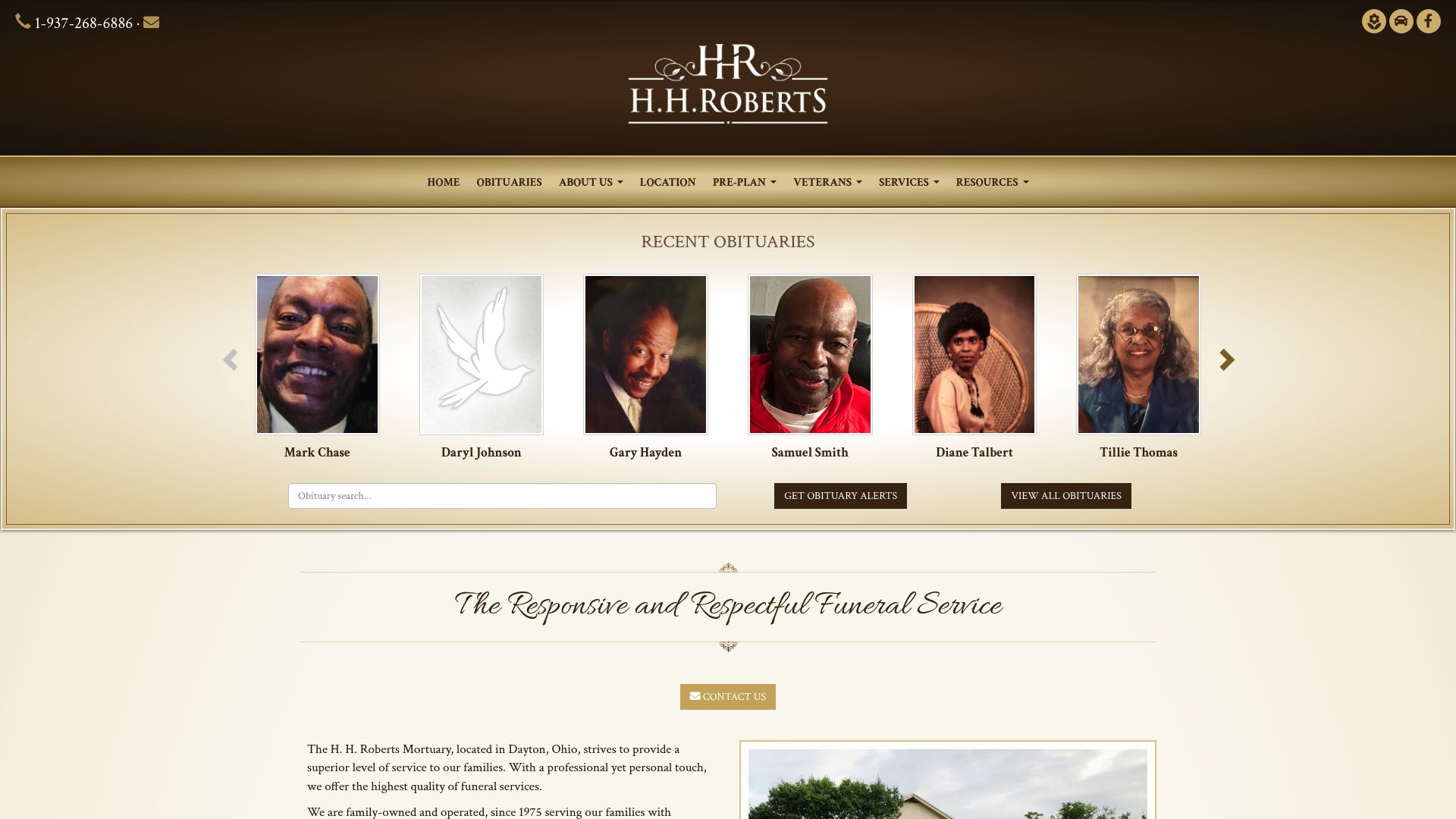 H.H. Roberts Mortuary website homepage
